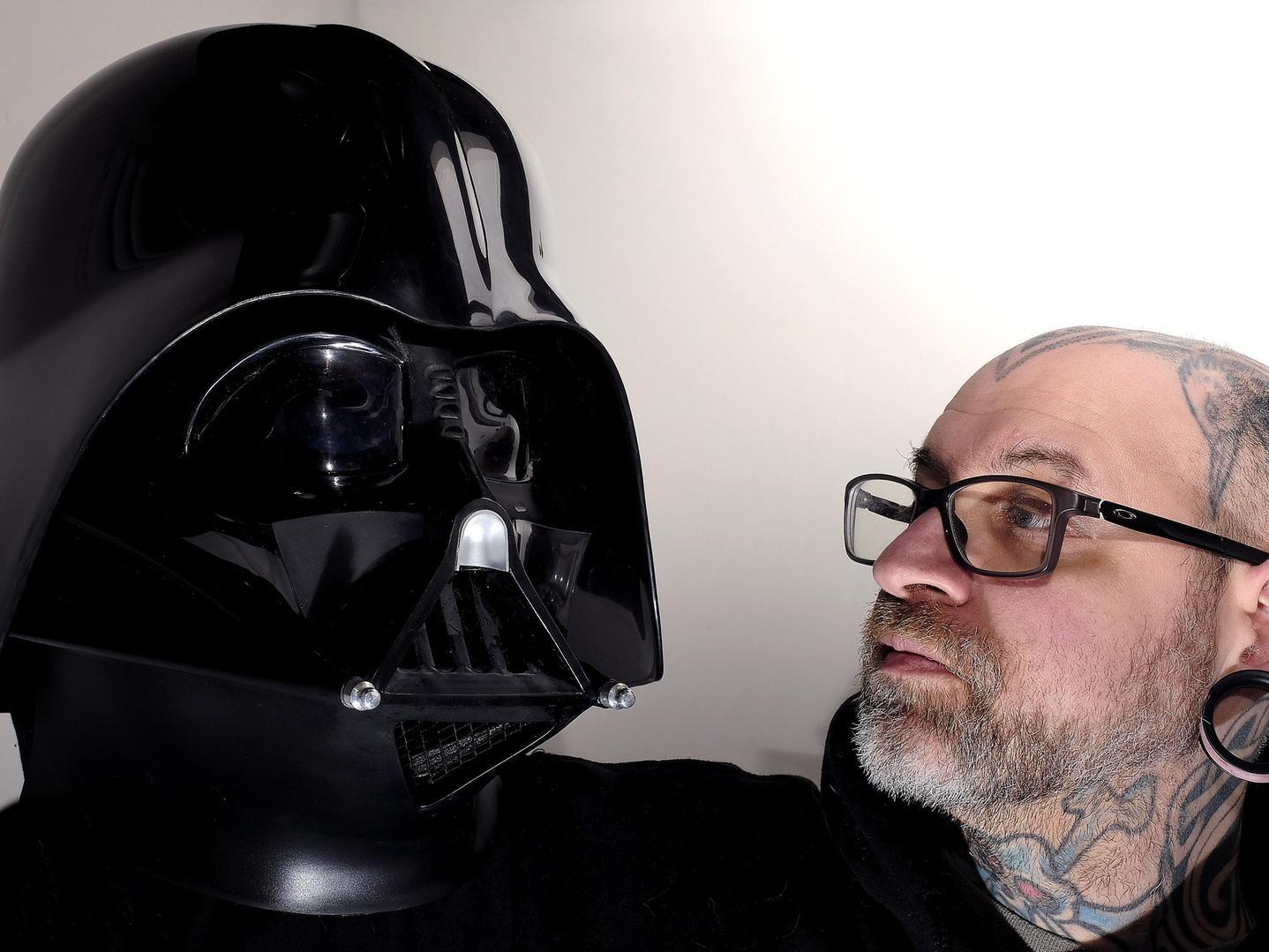 Tattooist Dan Stone in his Star Wars-themed tattoo parlour.