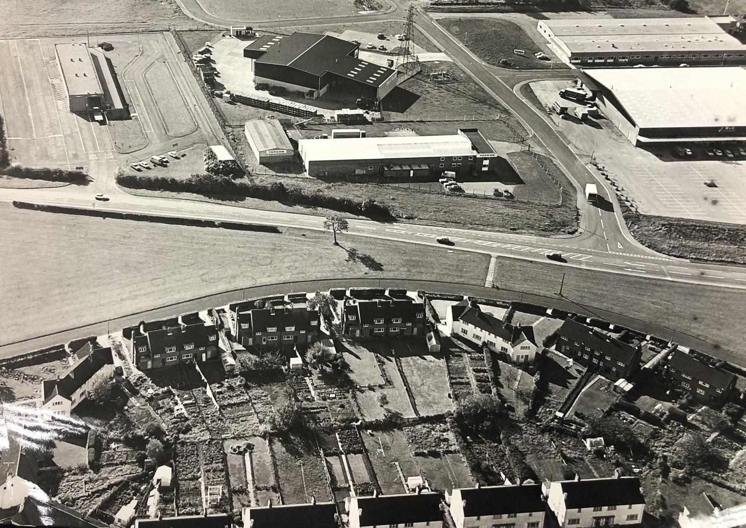 In this aerial photo you can see the start of Scarborough Business Park opposite Loders Green in Eastfield. The DVLA test centre can be seen on the left hand side and the building that is now Bookers Wholesale is on the right.