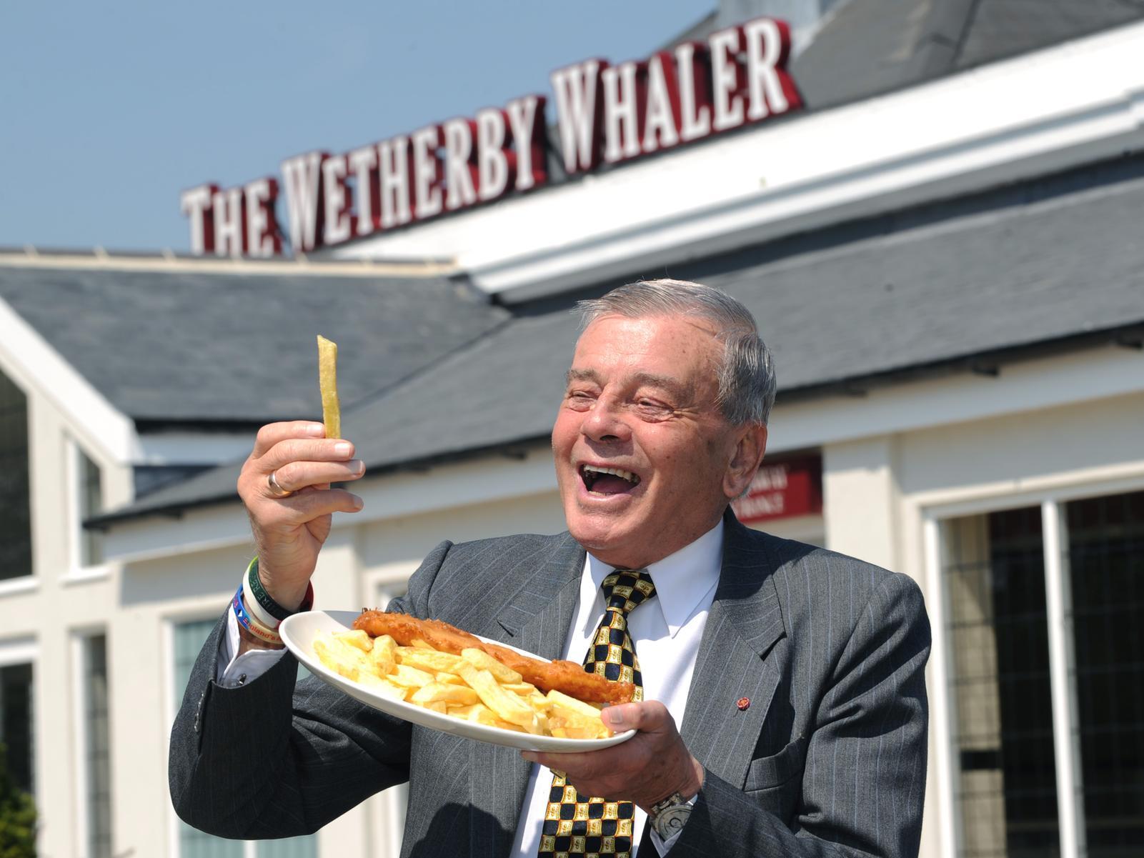 The Guiseley branch of the Wetherby Whaler came third on the list. Pictured is Dickie Bird in 2012 after the Wetherby Whaler took over Harry Ramsdens.