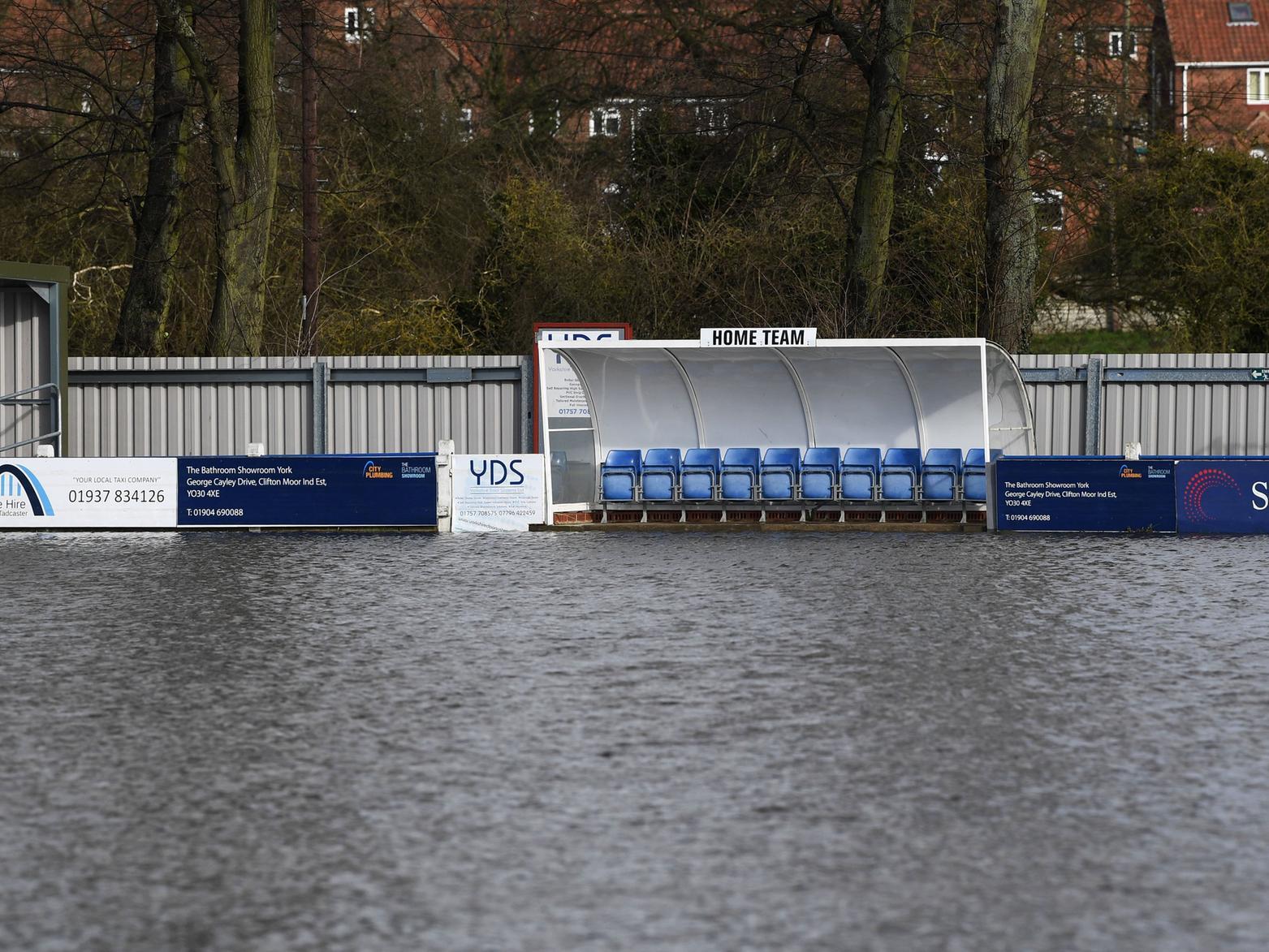 Tadcaster Albion's flooded ground.