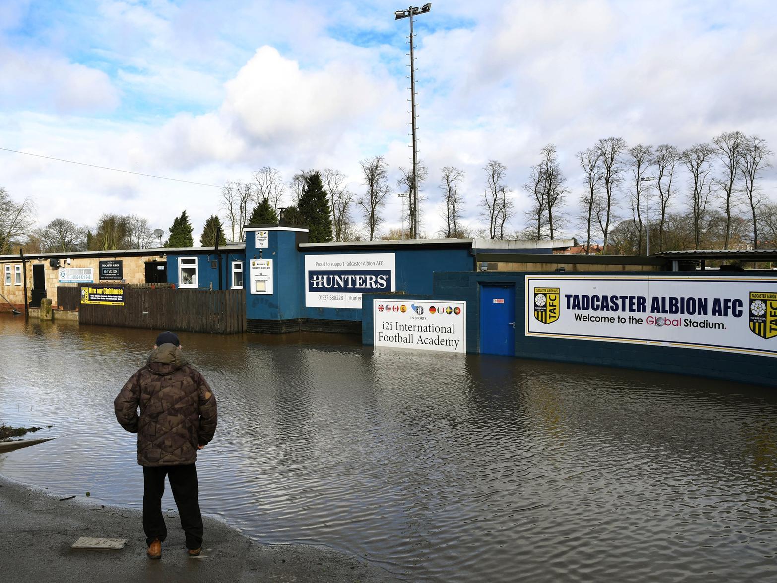 Tadcaster Albion's flooded ground.