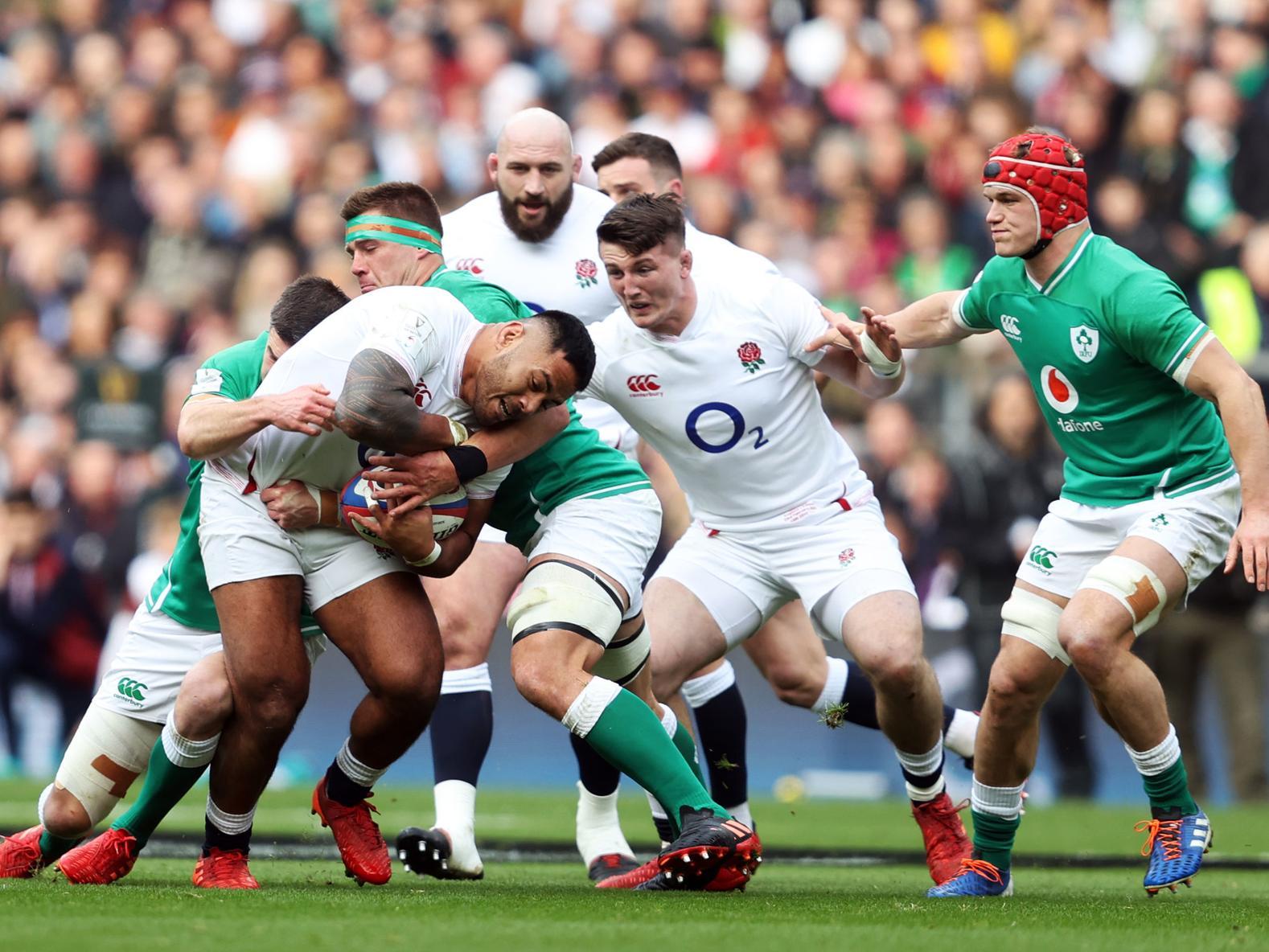 England's Manu Tuilagi is tackled during the Guinness Six Nations match (David Davies/PA Wire)