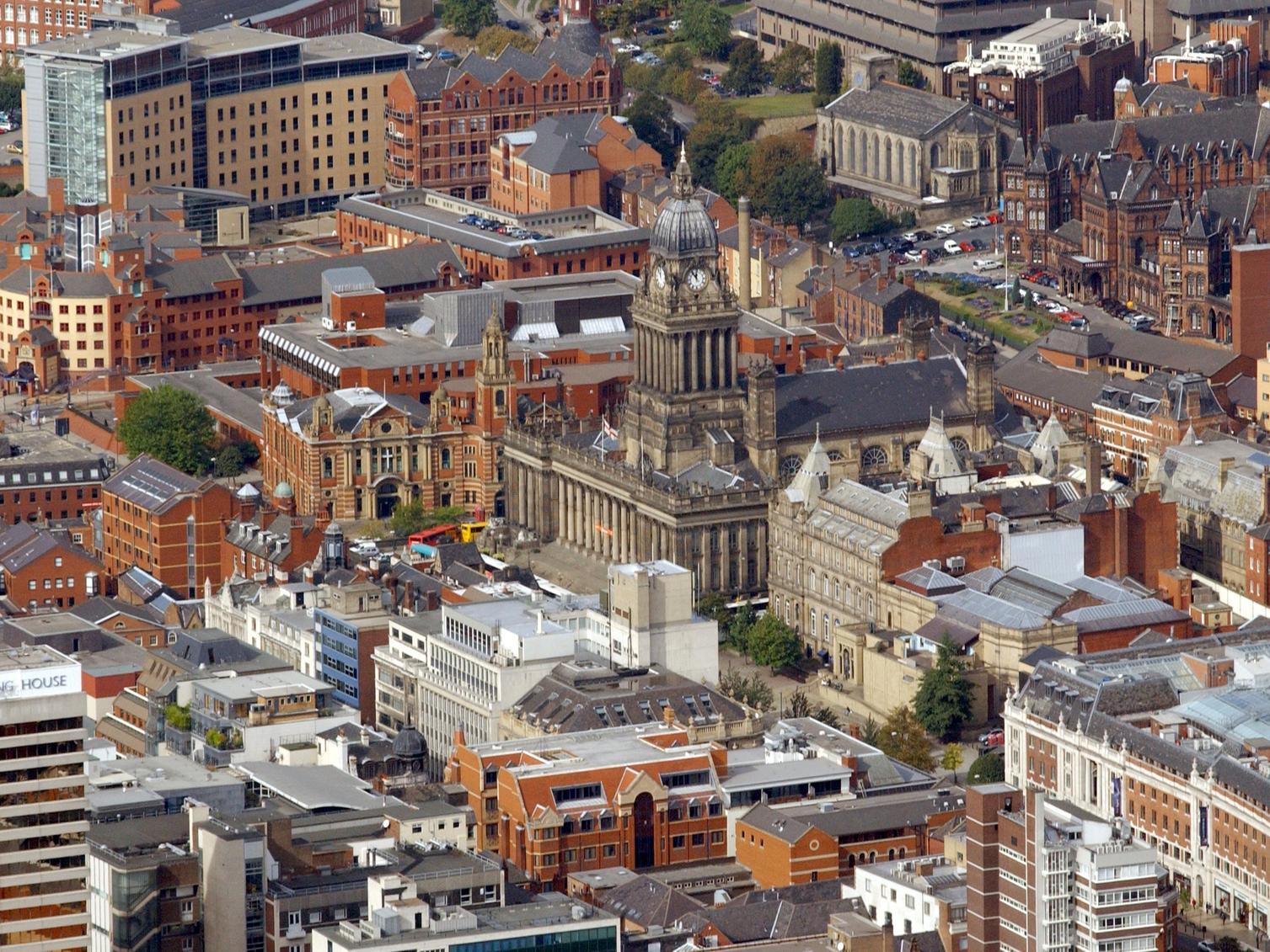 How many city centre landmarks can you spot on this photo? The Headrow and Leeds Town Hall are two to get you started.