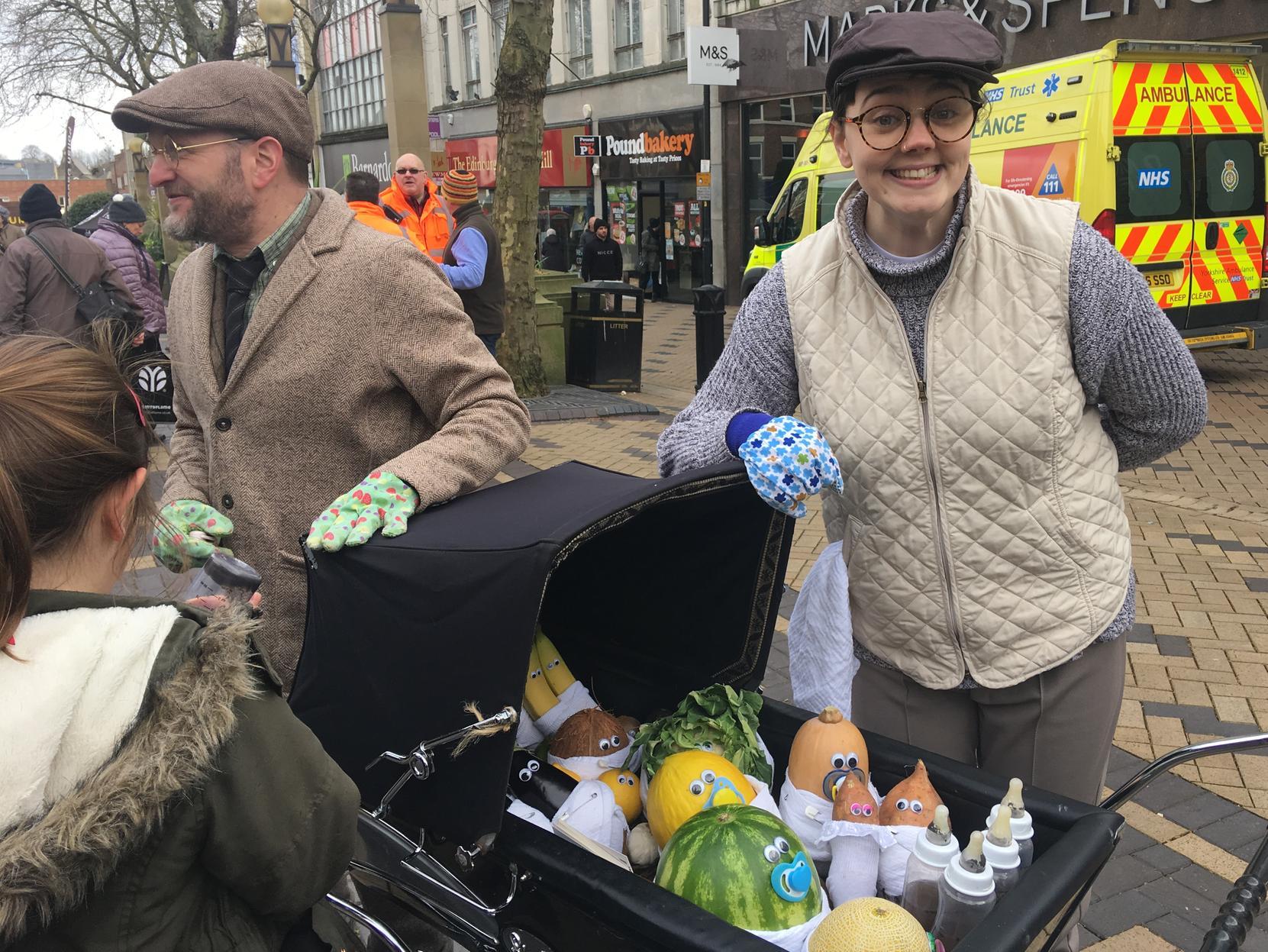 This pair of gardener's brought their veggie babies out to greet the public