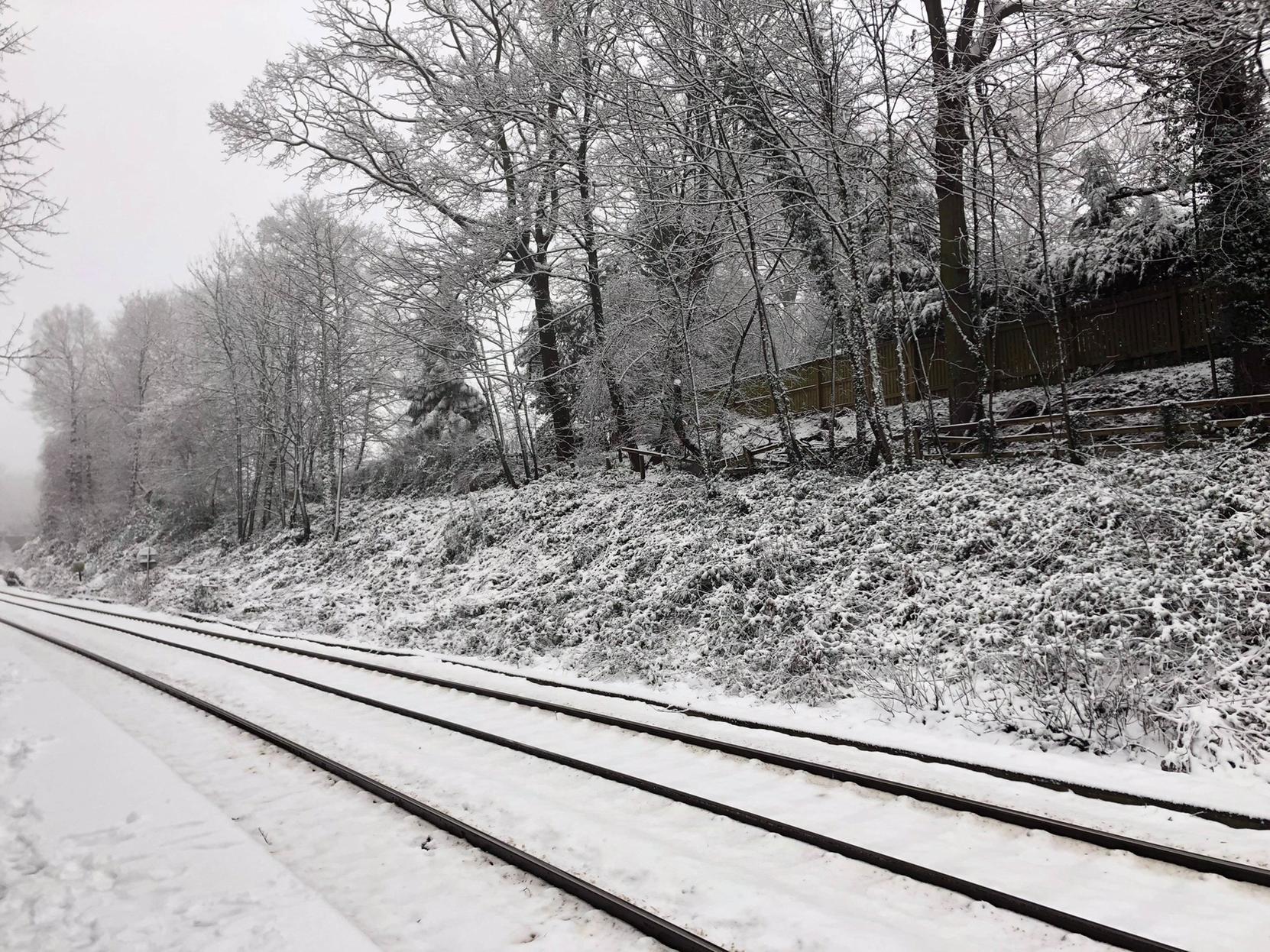 Snow along the train tracks in Harrogate this morning.