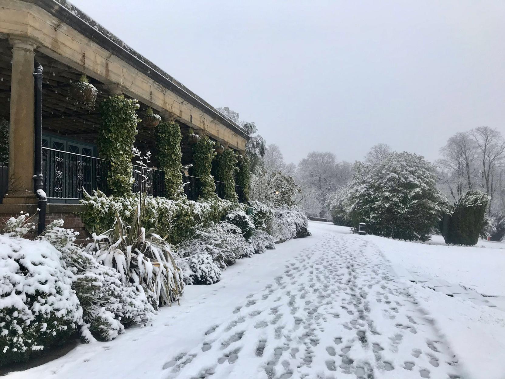A wintry scene at Valley Gardens this morning.