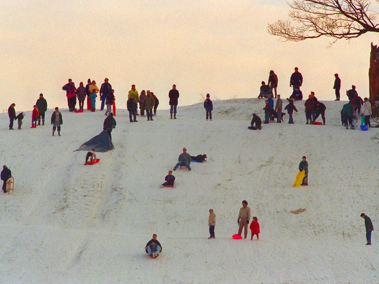 These people were making the most of arctic conditions in Leeds, enjoying sledging on a hillside off Wetherby Road.