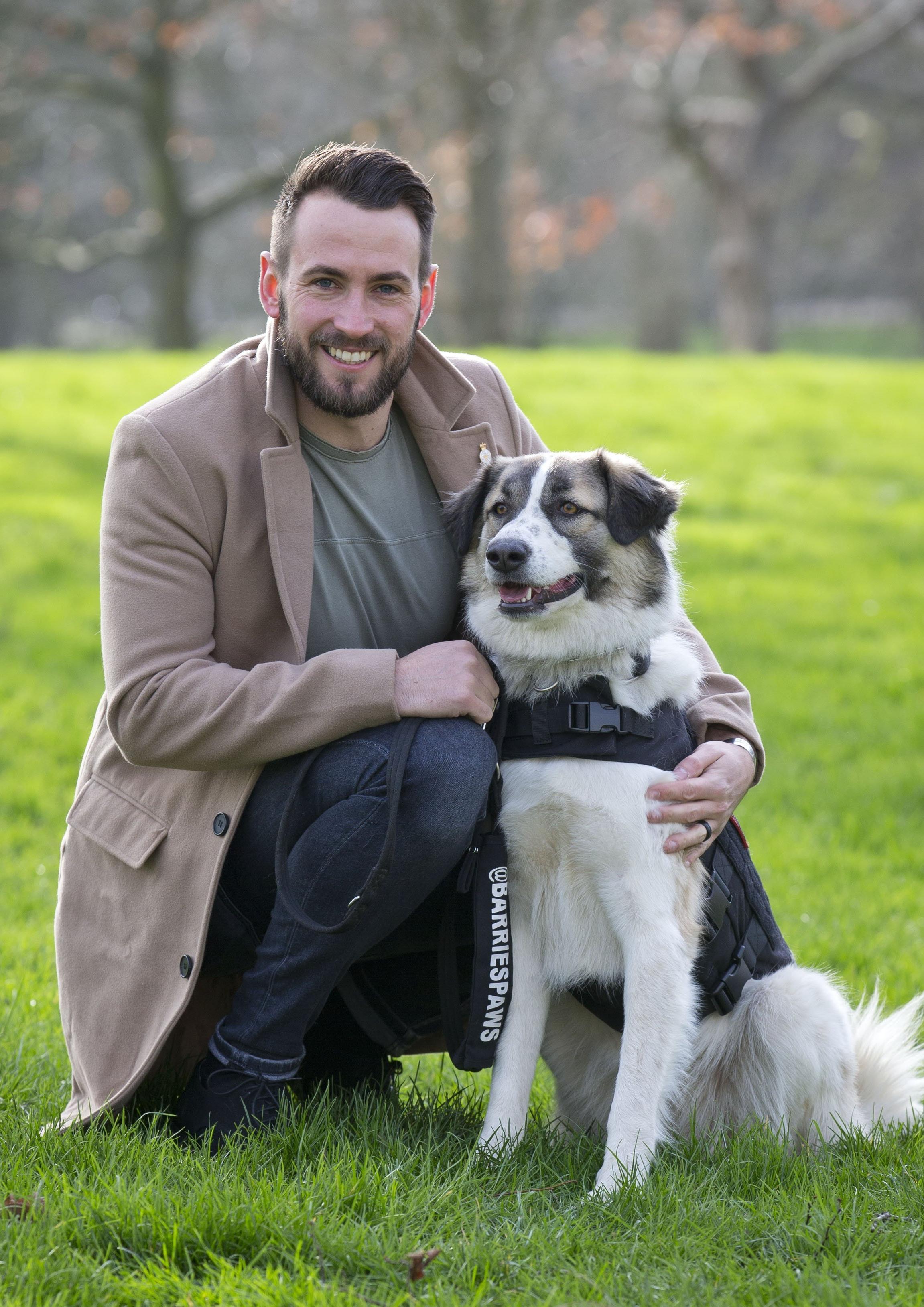 Syrian rescue dog Barrie with her owner Sean Laidlaw.  Picture: The Kennel Club and Flick Digital.