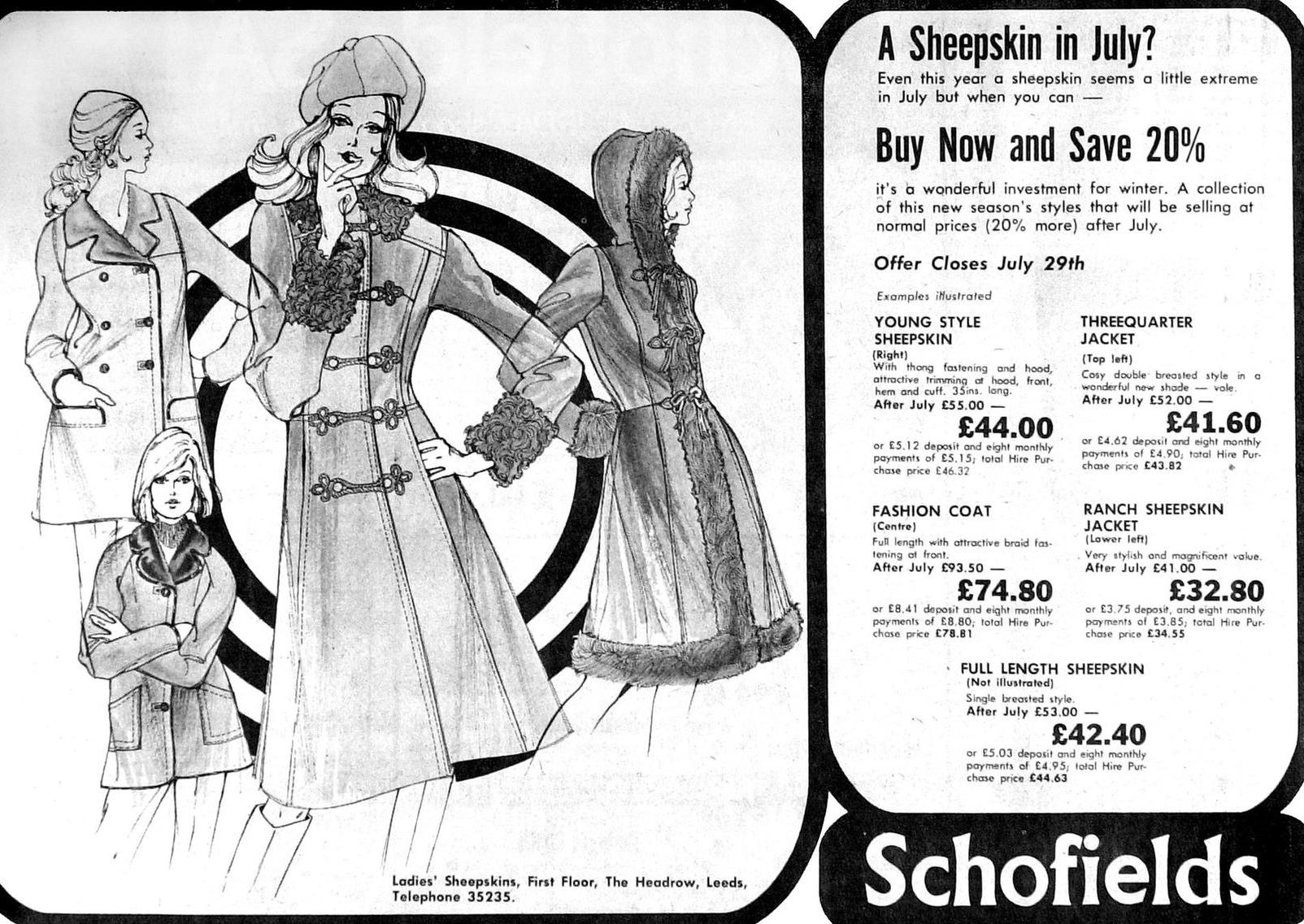 Which of these brands do you remember the most? This is an advert for Schofields in 1972.