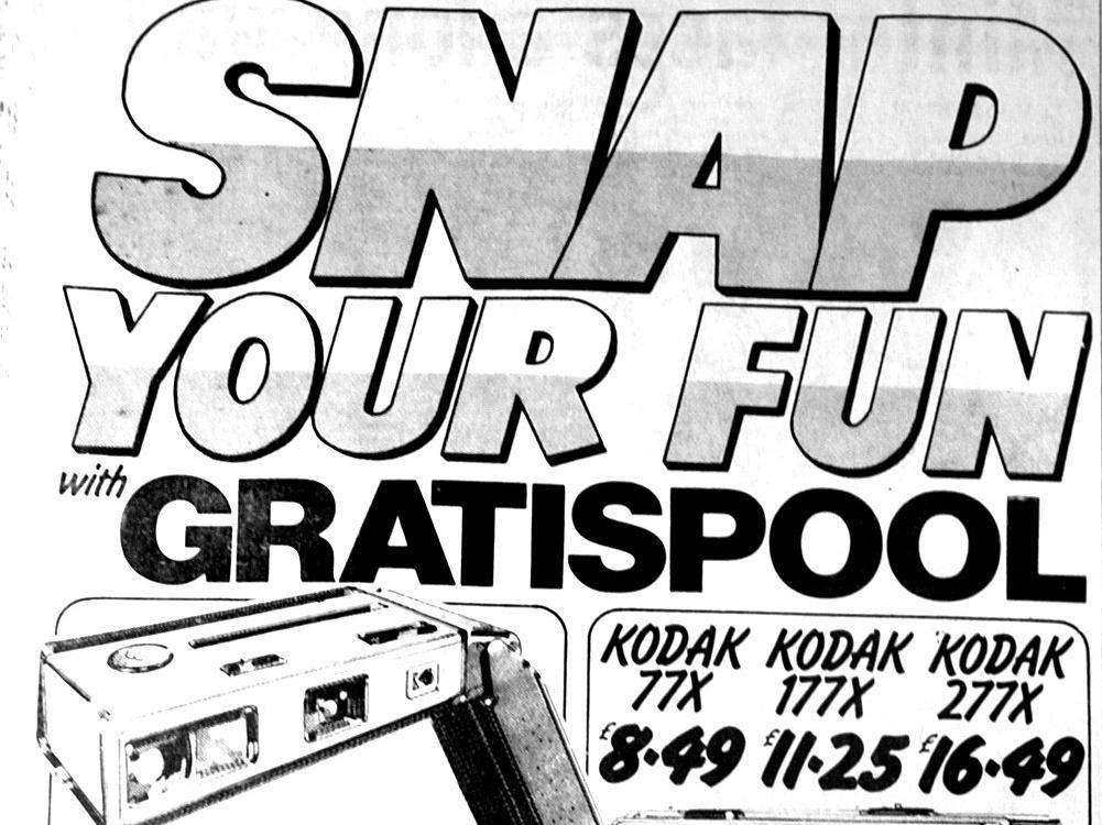 'Looks and sounds terrific' was the promise from Gratispool who had a store on Lands Lane. Deals included a Polaroid 1000, marketed as the world's simplest camera, at just under 20 pounds.