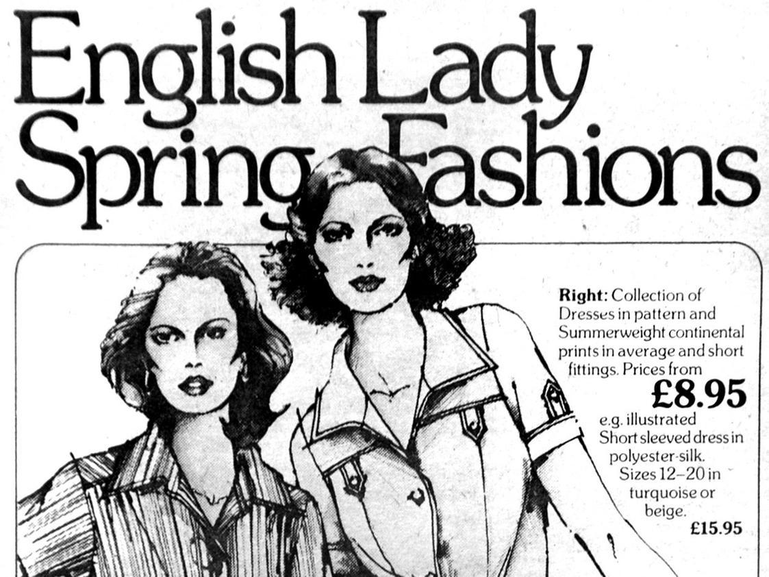 Short sleeve and long sleeve suits in washable easy care polyester were a top fashion trend in 1978.