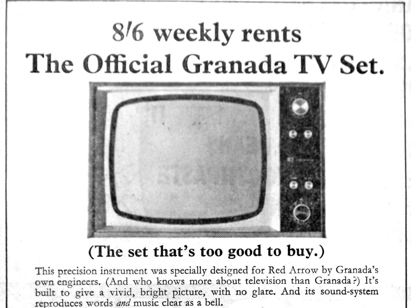 Red Arrow was Granada's TV rental service. Its main showroom was on Boar Lane in the city centre but it also boasted stores at Armley, Crossgates, Morley and on Kirkstall Road. This ad is from 1964.