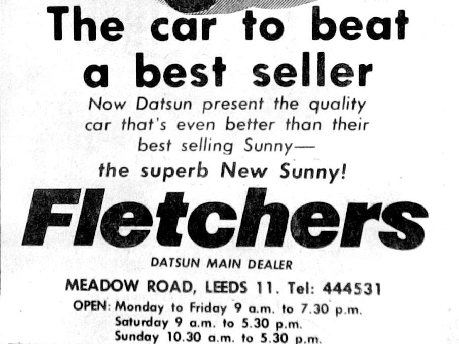 The New Sunny from Datsun was available from main dealer Fletchers on Meadow Road in Leeds 11.