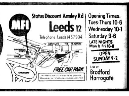 MFI marketed itself as 'your friend in the furniture business'. Its Leeds store was on Armley Road.