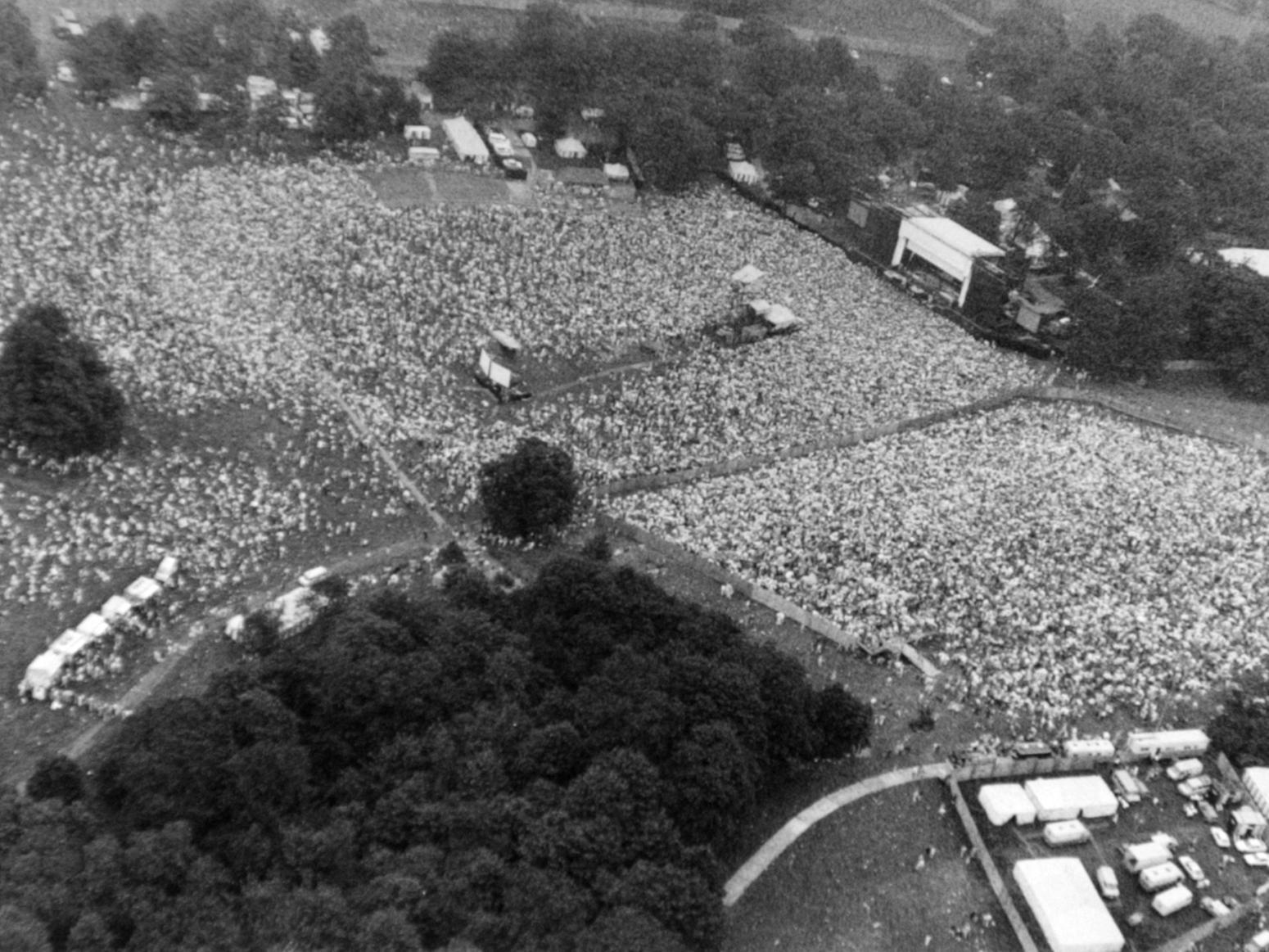 An aerial view of Roundhay Park as 73,000 people watched Madonna in concert.