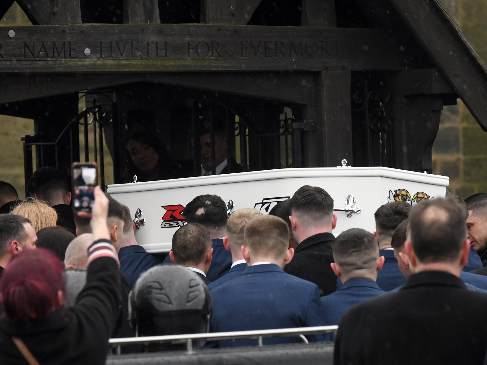 Luke's coffin is carried into St Mary's Church, Whitkirk.