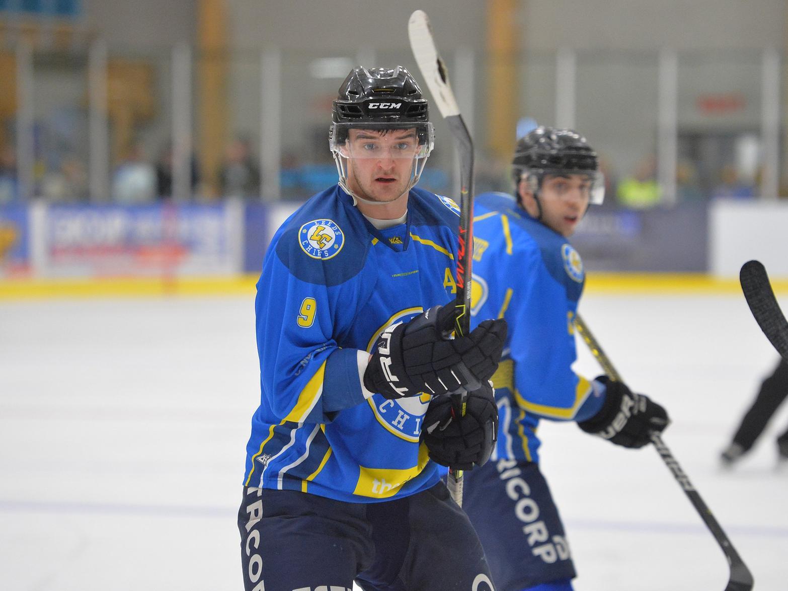 ON TARGET: Joe Coulter got Leeds Chiefs on the board at the end of the second period, but it was the only highlight on a frustrating night against Bracknell Bees at Elland Road. Picture: Dean Woolley.