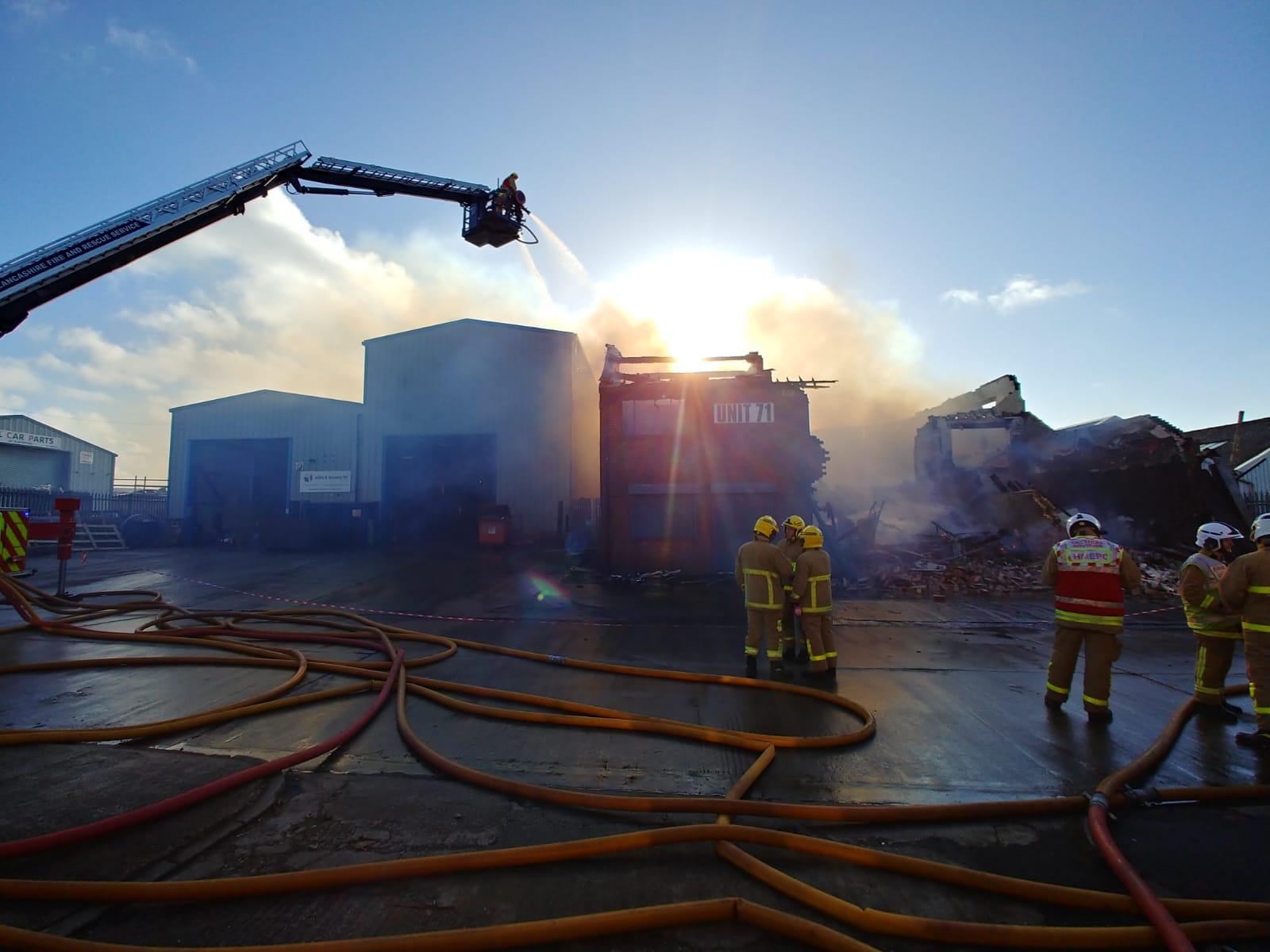 The fire began at around 6.45am this morning (Monday, March 2) at a business unit in Cowley Road, off Vicarage Lane, Marton