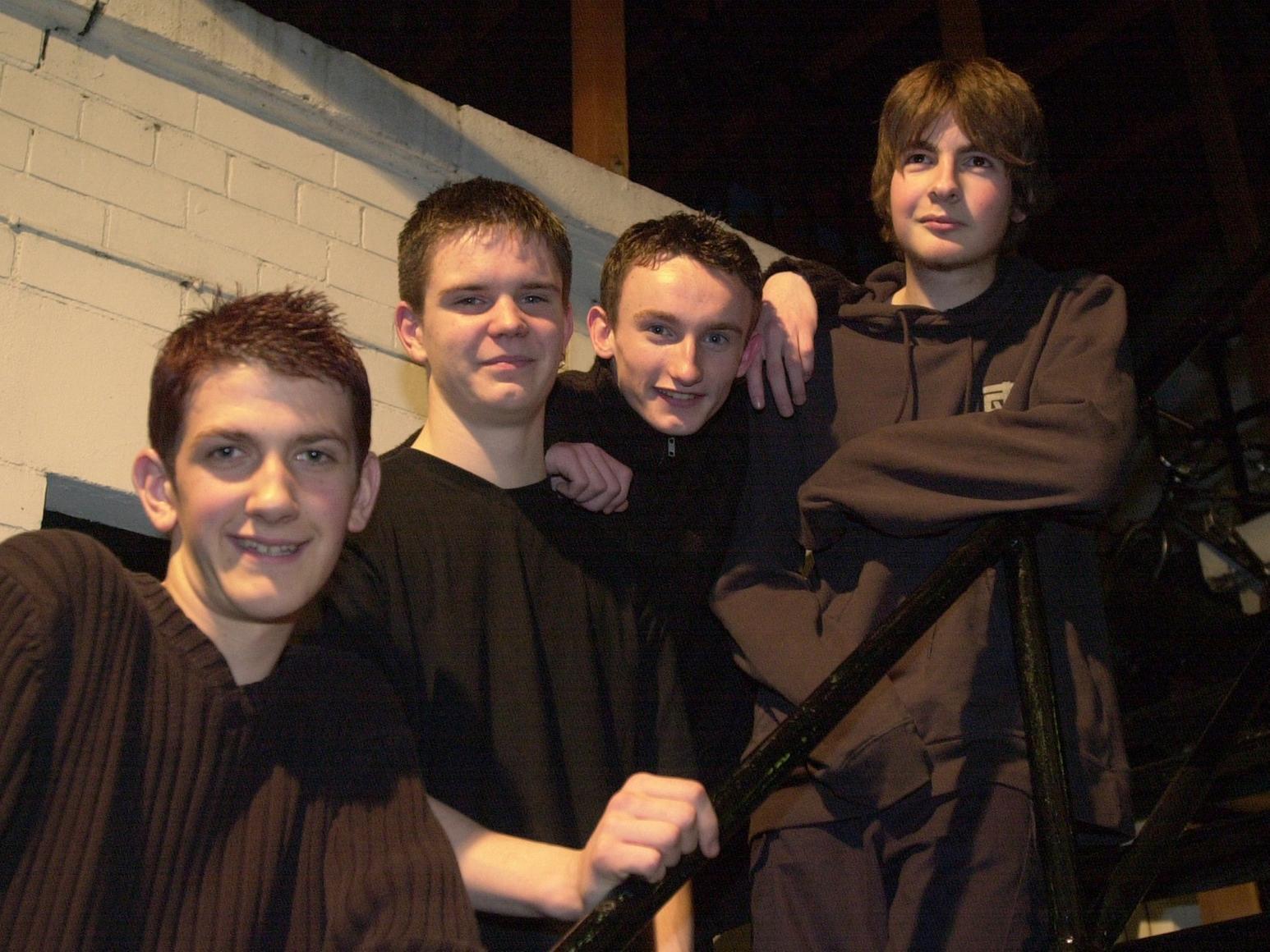 This band won the competition in 2000. They are, lft to right, Adam Nutter (lead guitarist), Stuart Coleman (bass), Robert Harvey (lead Singer) and Philip Jordan (drummer)