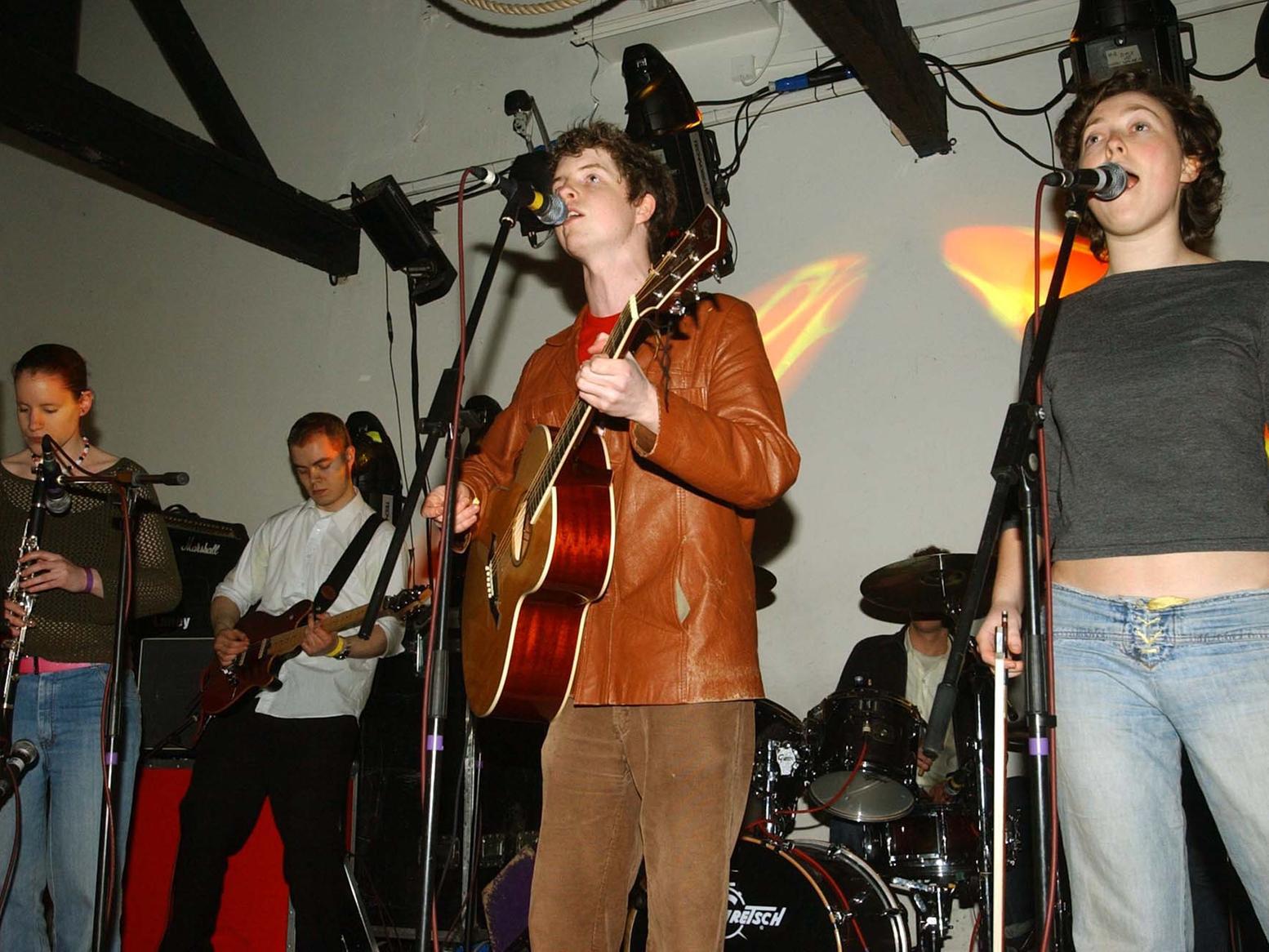 Lead singer Steve Deegan belts out a tune as part of the Bright Young Things showcase at The Wardrobe  in 2004.