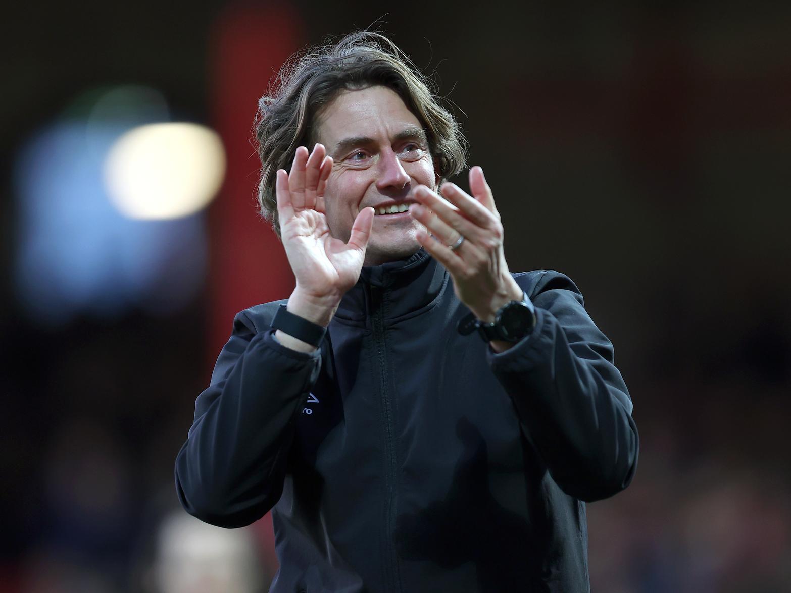 Position: 5th. Points: 57. Points behind Leeds: 11.
Average position of remaining opponents: 13th (13.4).
Pictured: Brentford boss Thomas Frank. Photo by Julian Finney/Getty Images.