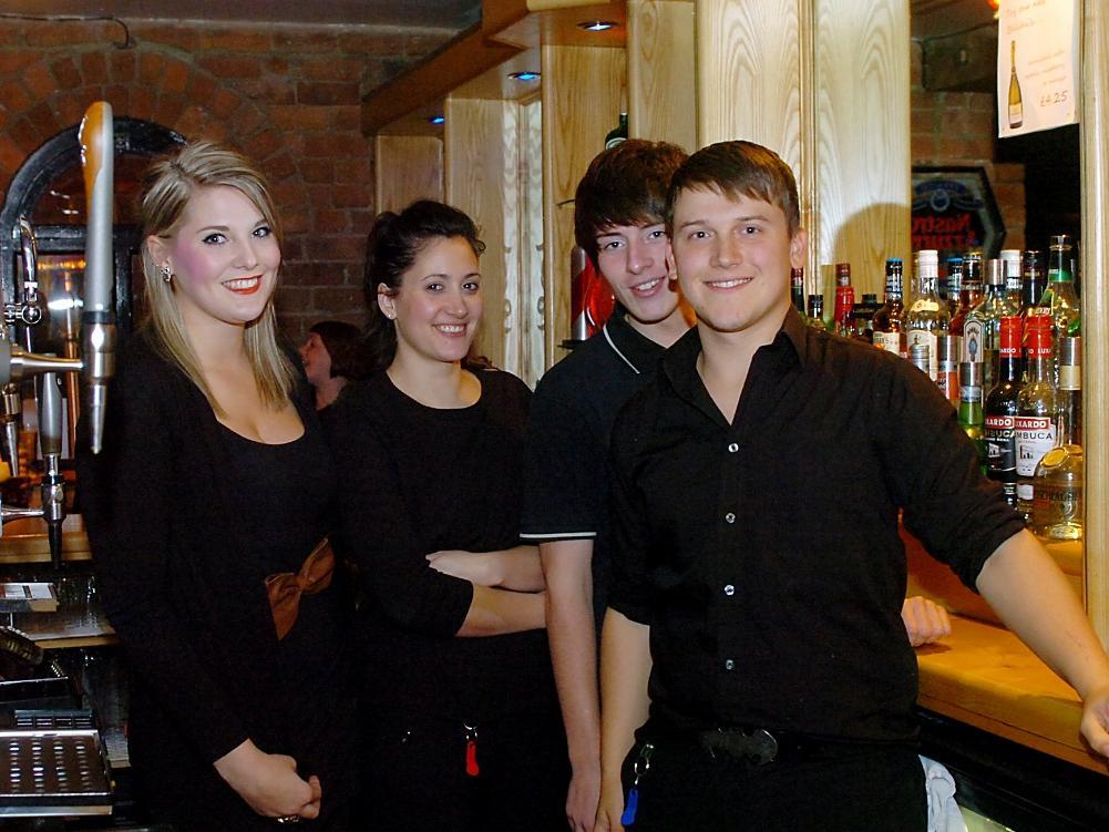 Staff at Red Bar with Rachel, Oli, Mark and Clare in 2012.