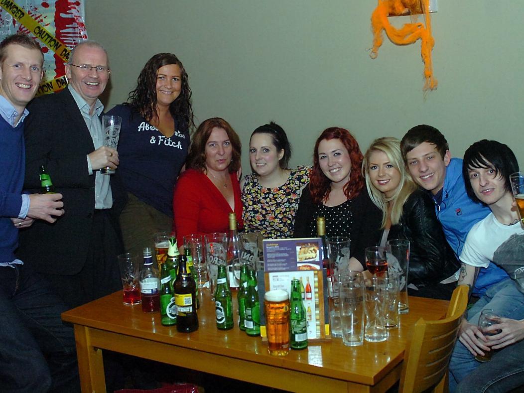 Gareth, Matthew, Amy, Nik, Katie, Jane, Claire, Gerry and Eddie enjoy a night out at The Gate.