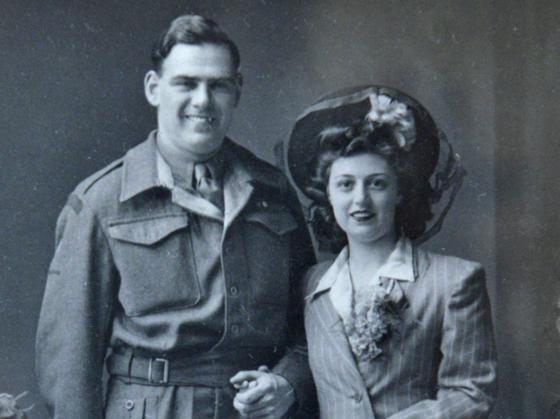 Tom and wife anne on their wedding day in May 1945