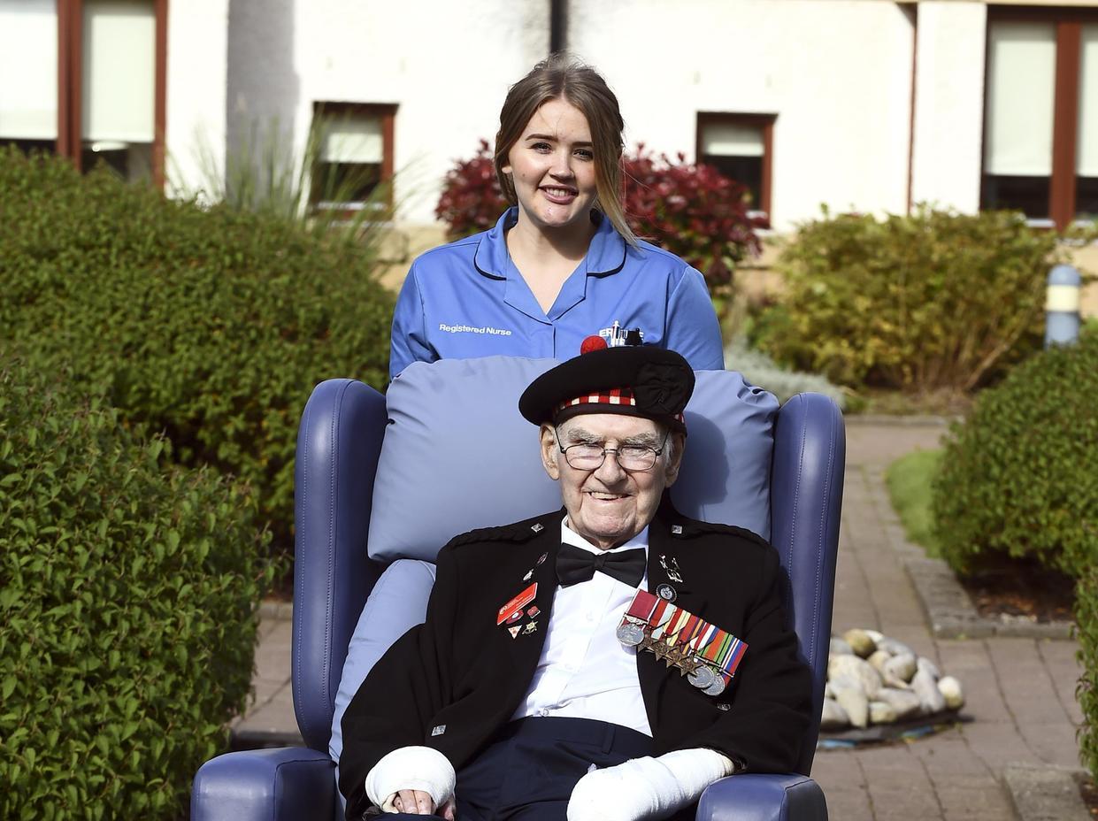 Tom settles into Erskine Care Home with staff nurse Leigh Massey