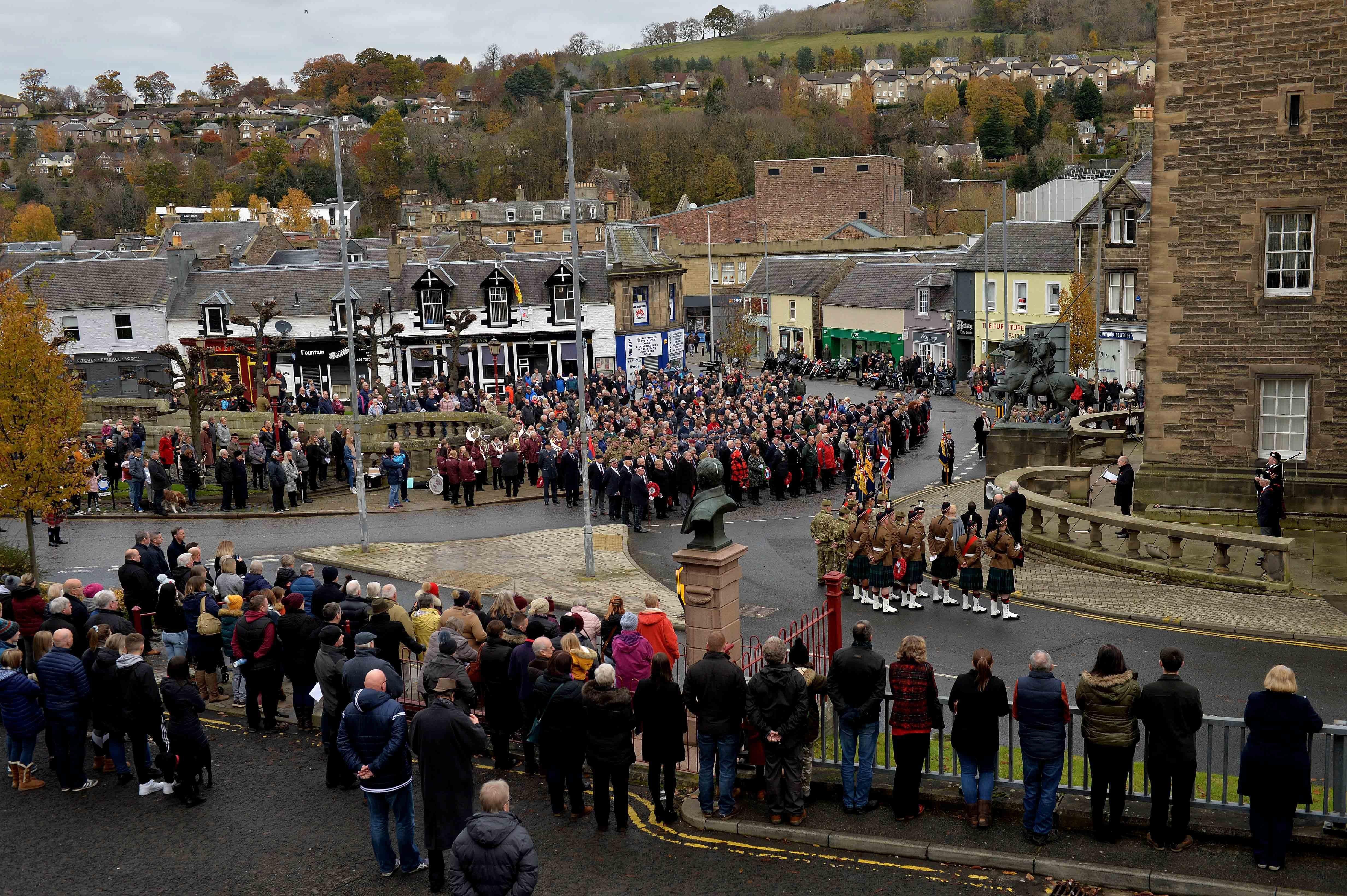 The act of remembrance in Galashiels.