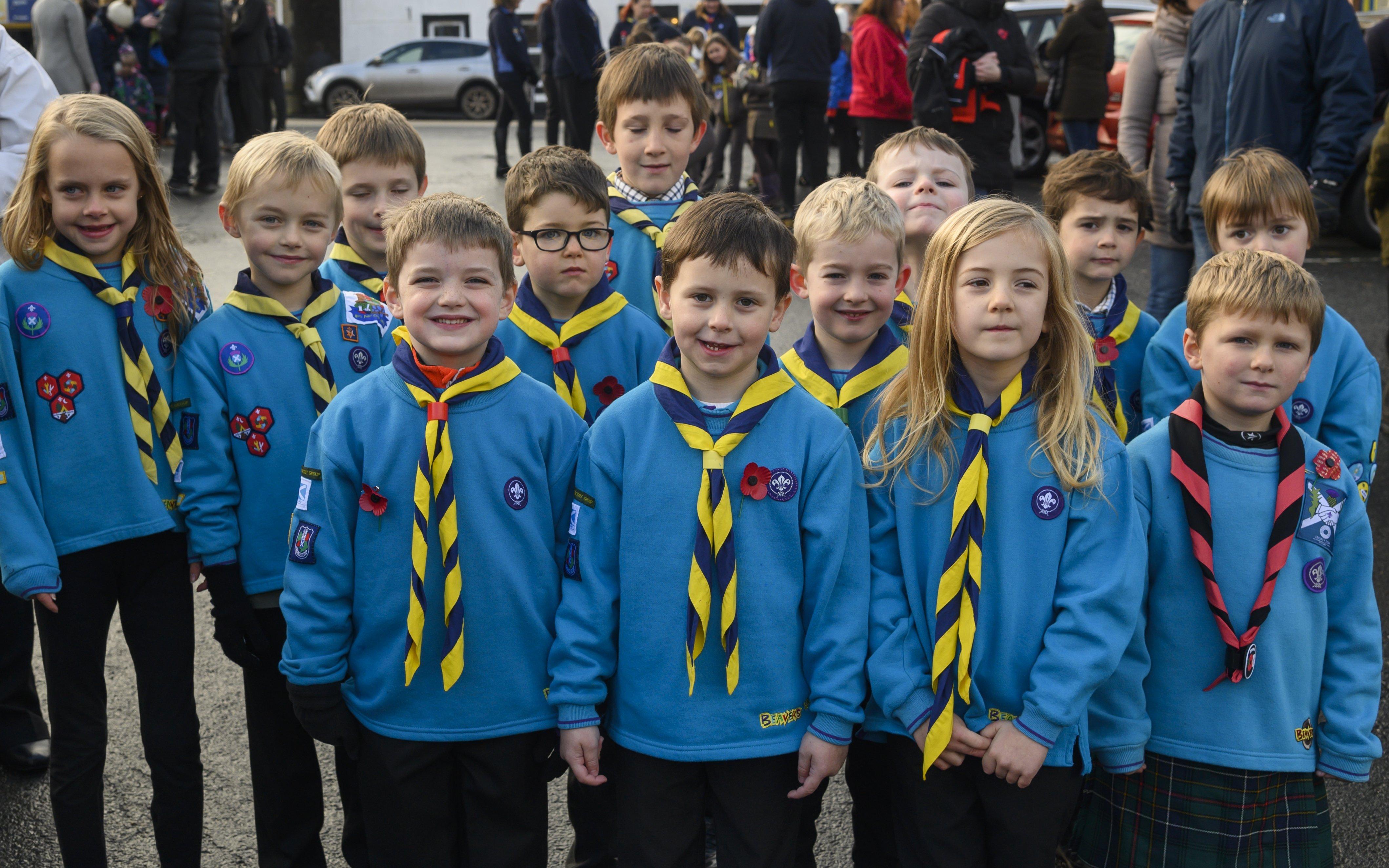 Lauderdale Beavers turn out for Remembrance Sunday in Lauder.