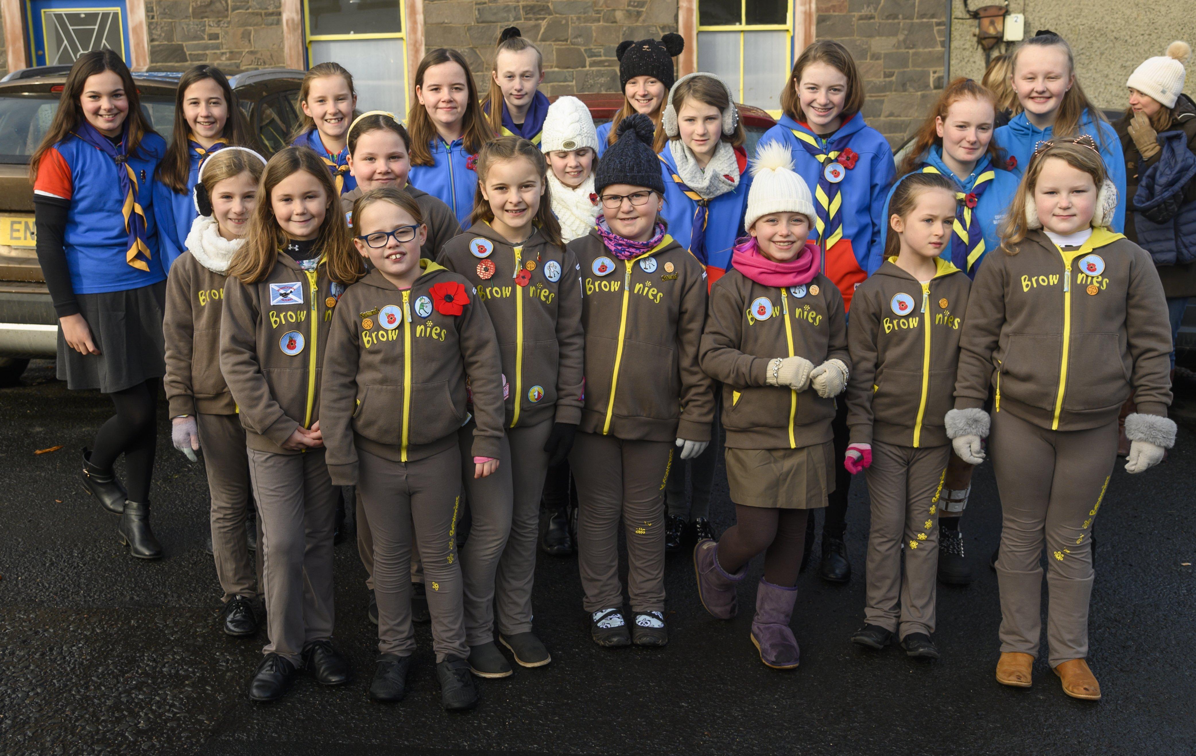 Lauderdale Brownies and Girl Guides on Remembrance Sunday in Lauder.