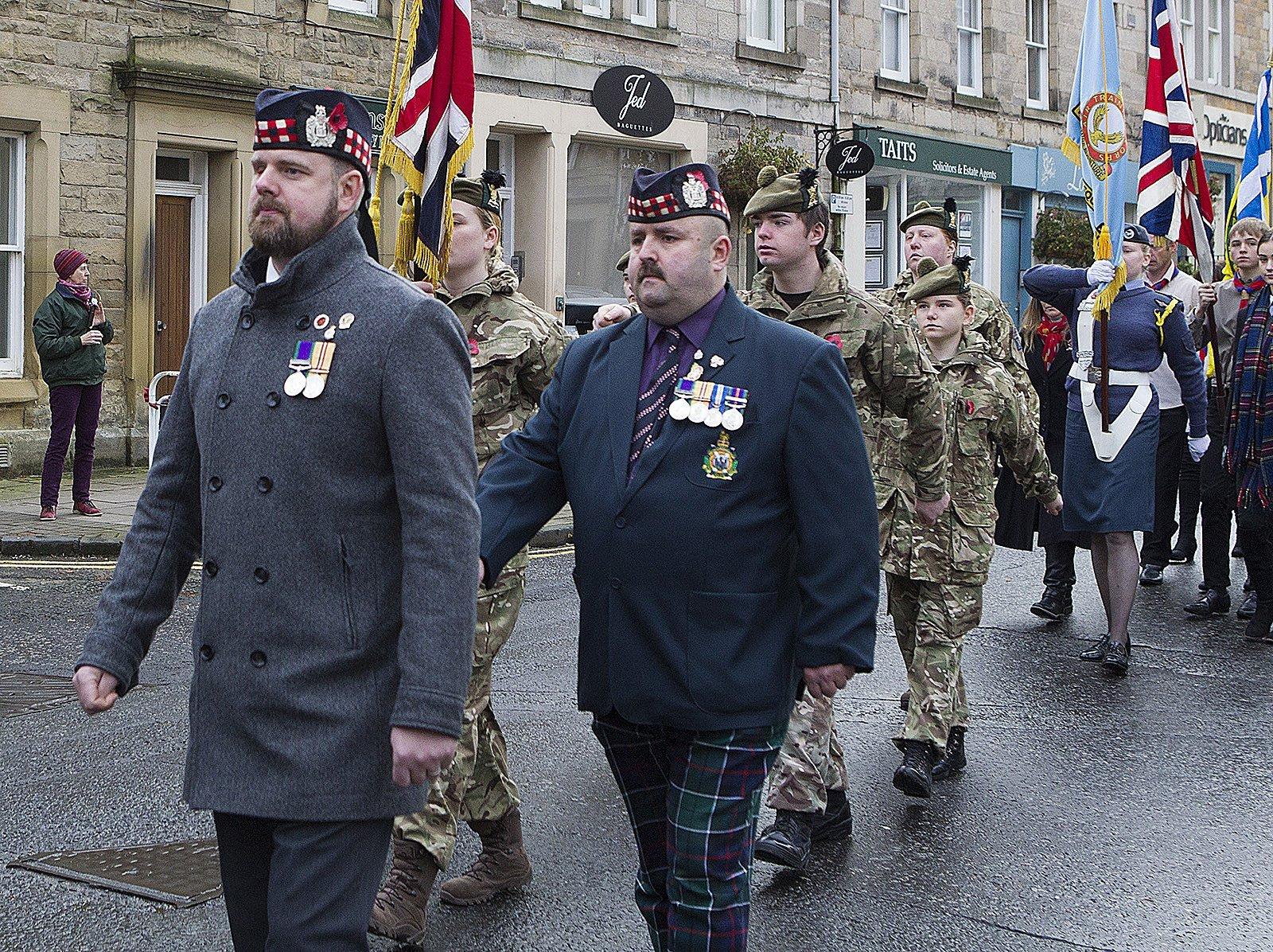 Jethart Herald and ex-soldier Rob Reid on parade in Jedburgh.