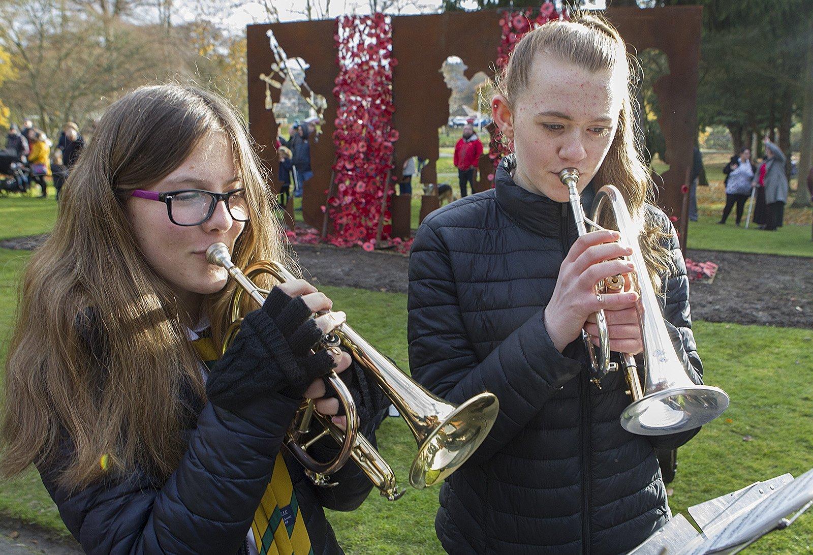 Macie Casson and Hannah Gregg play with Hawick Saxhorn Band.