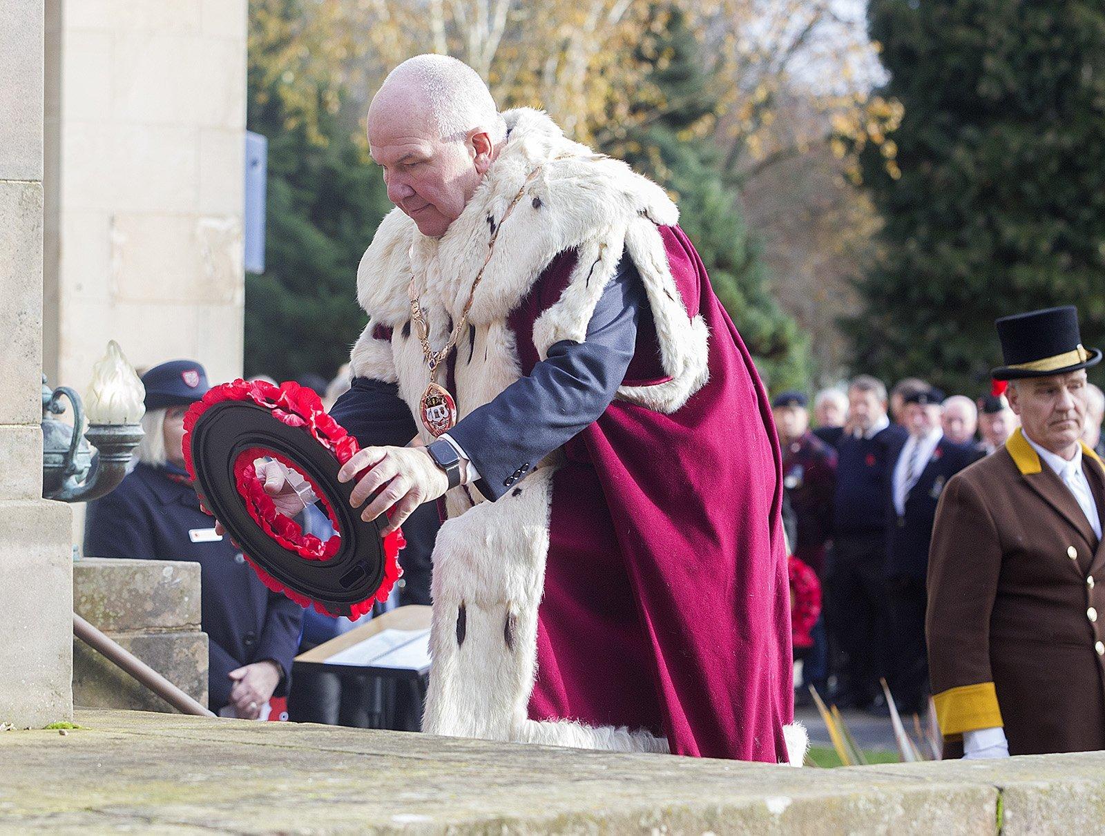 Wreaths are laid at Hawick war memorial during the act of remembrance.