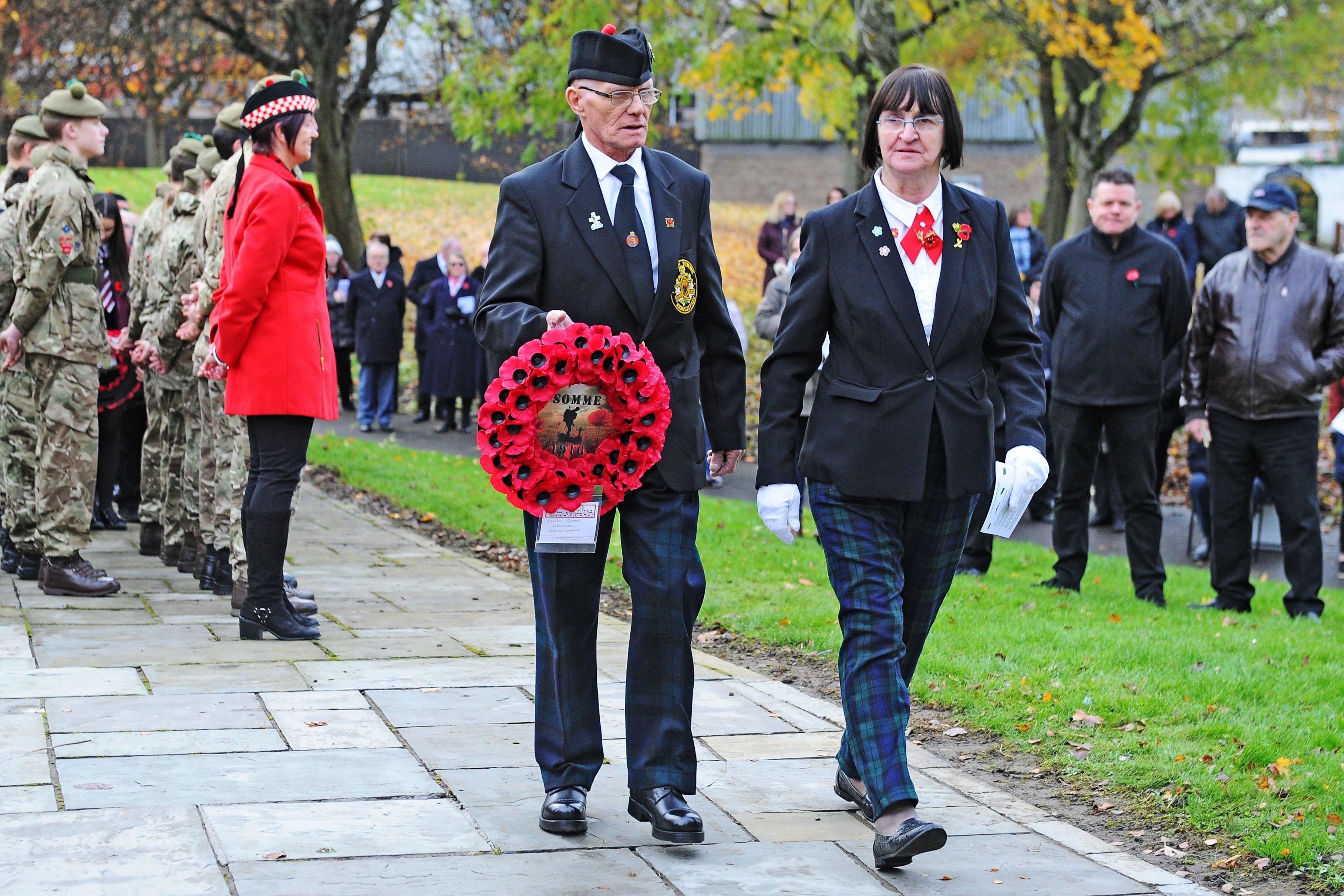 Remembrance Day Service at Camelon War Memorial. Picture by Michael Gillen.