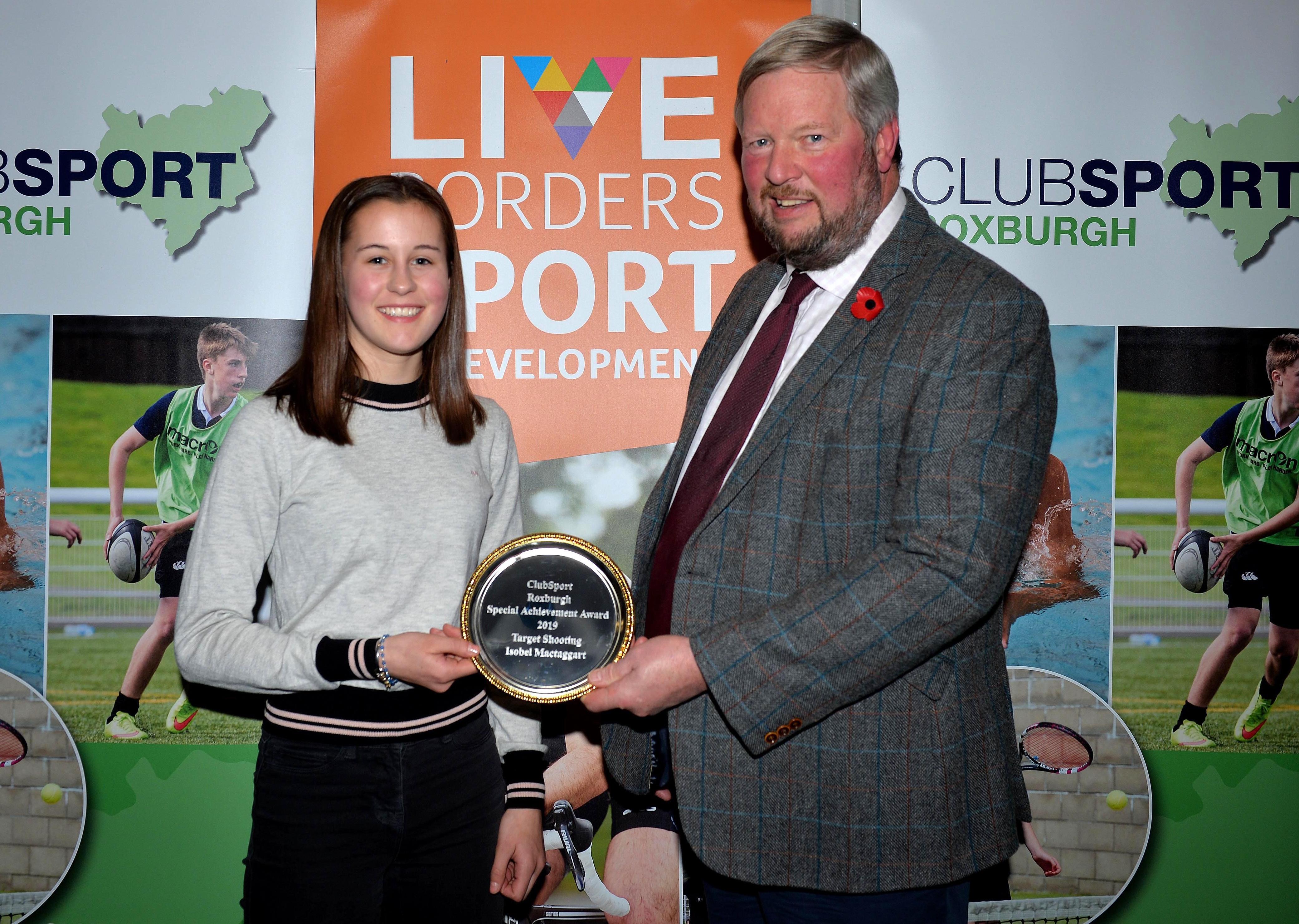 Shooting ace Isobel McTaggart was on target for a Special Achievement Award from Councillor Neil Richards.