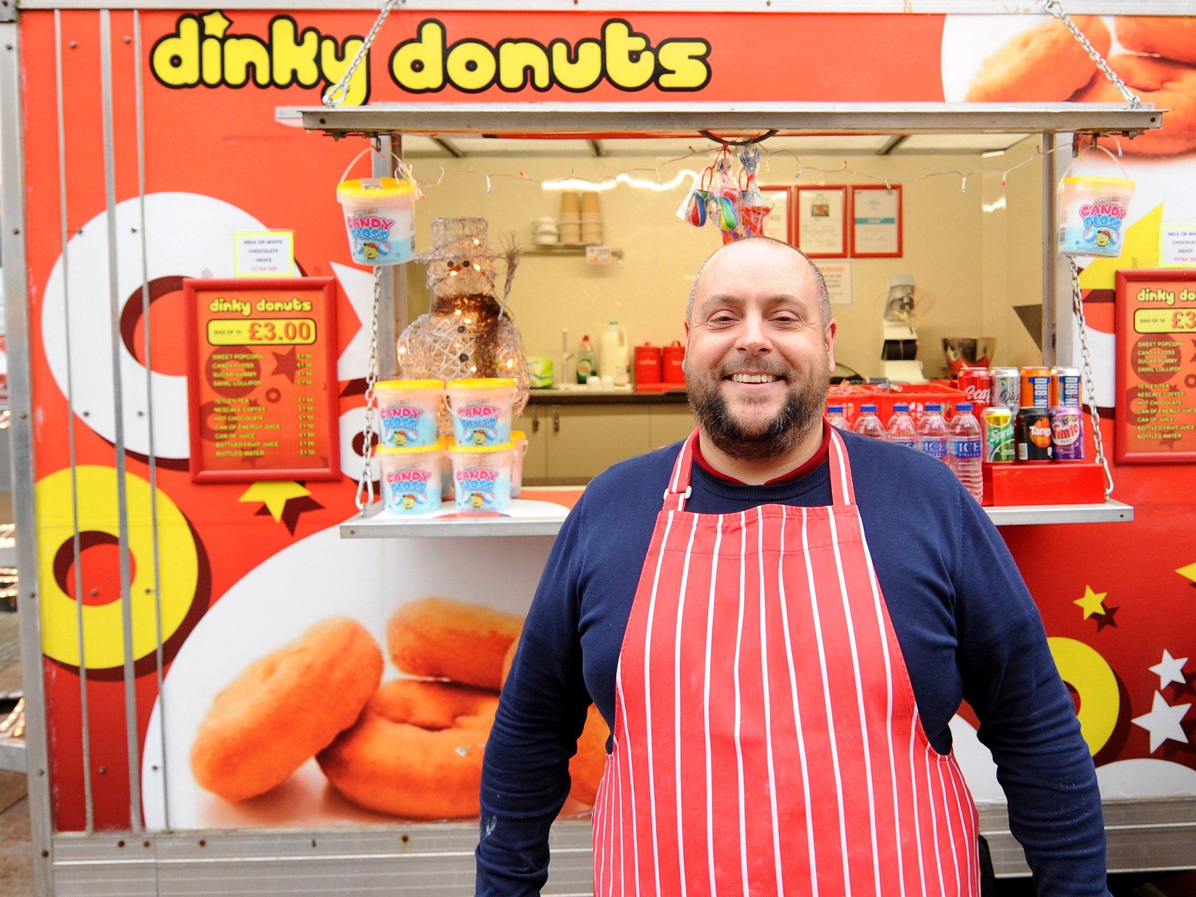 New Friday artisan market on Kirkcaldy High Street. Gavin Bathgate of Dinky Donuts. Picture by Walter Neilson/Fife Photo Agency.