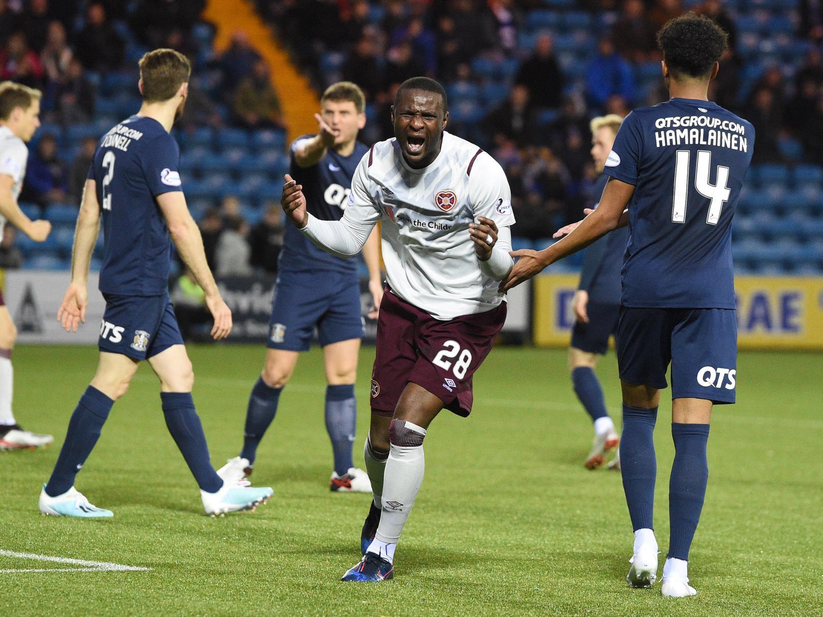 Clevid Dikamona screams in frustration after missing a chance at Rugby Park. Picture: SNS