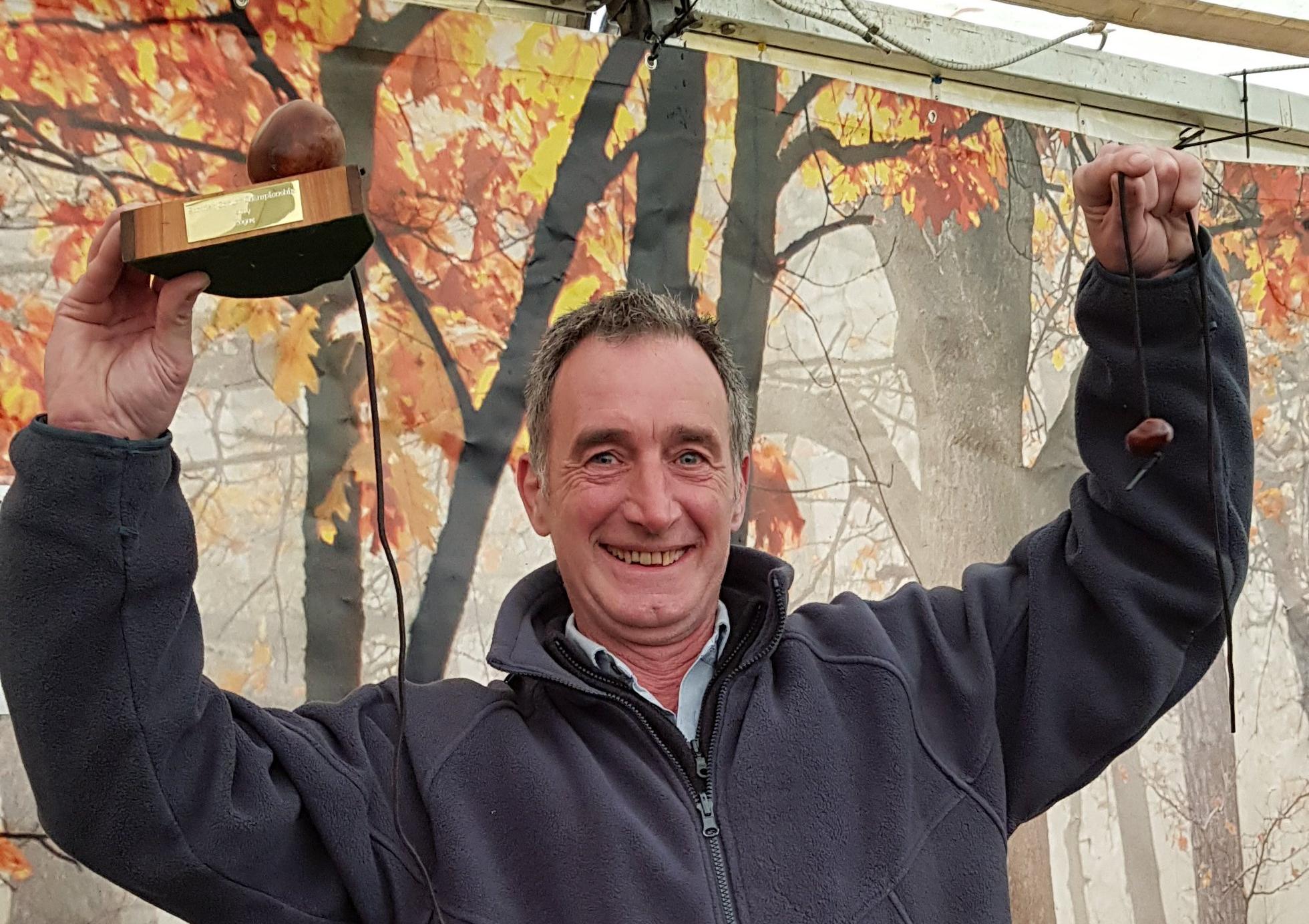 Douglas Scott won the "Rogue" section of the Scottish Conker Championship at Peebles on Saturday.