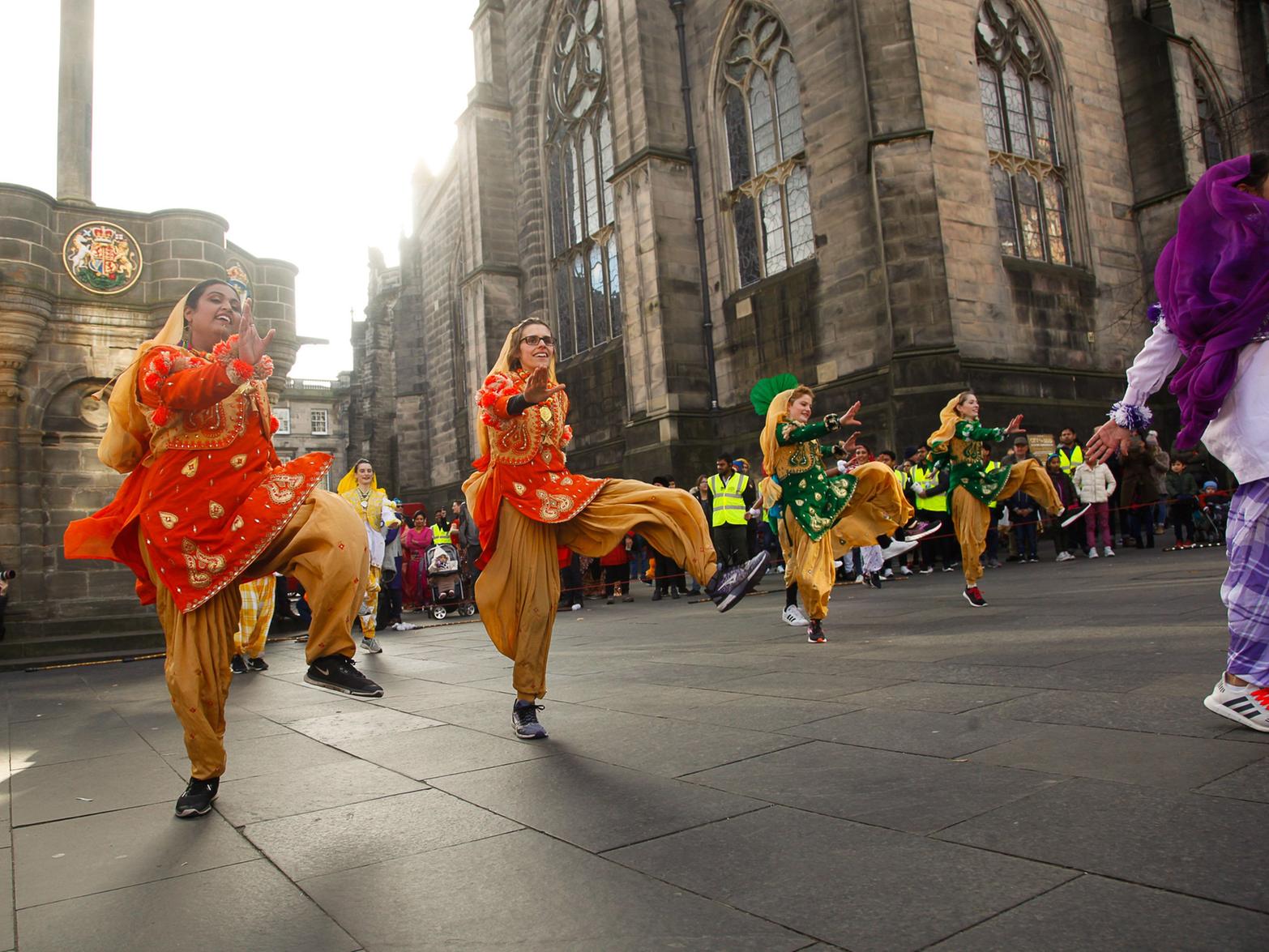 Several shows entertained crowds at the City Chambers before the parade set off, including performances by Bhartiya Ashram, Edinburgh Dandiya and the Edinburgh Bhangra Crew. Picture: Scott Louden