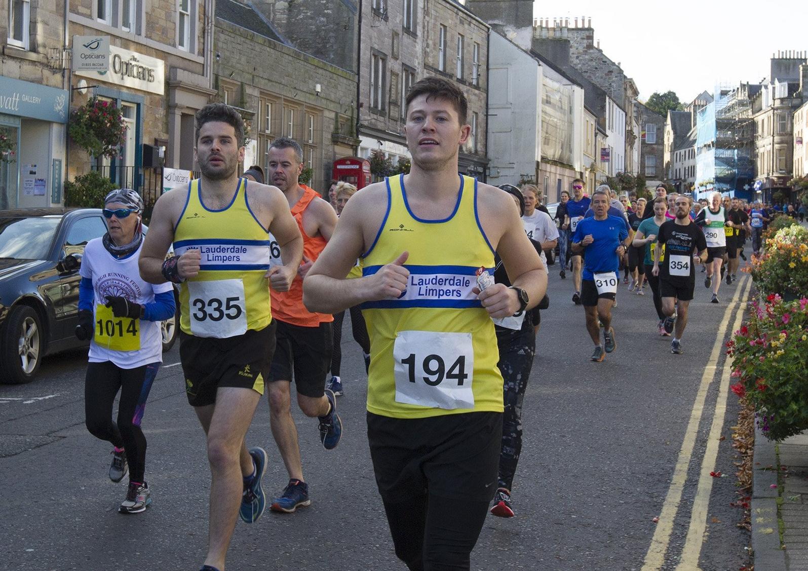 Lauderdale Limpers Cameron McNeill and Michael Rogerson on the first leg of the Jed 10K