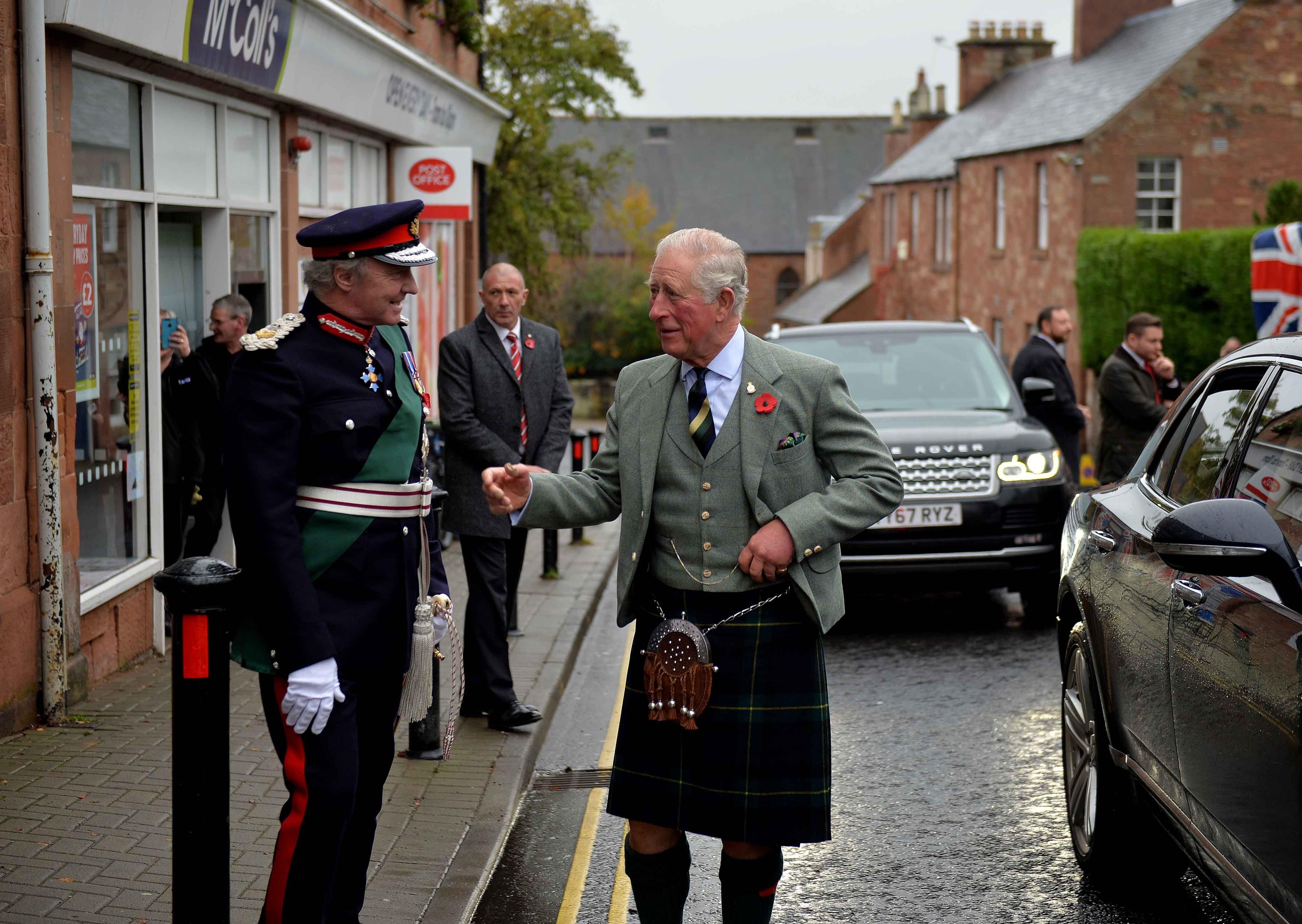 The Duke of Buccleuch welcomes the Duke of Rothesay to St Boswells.