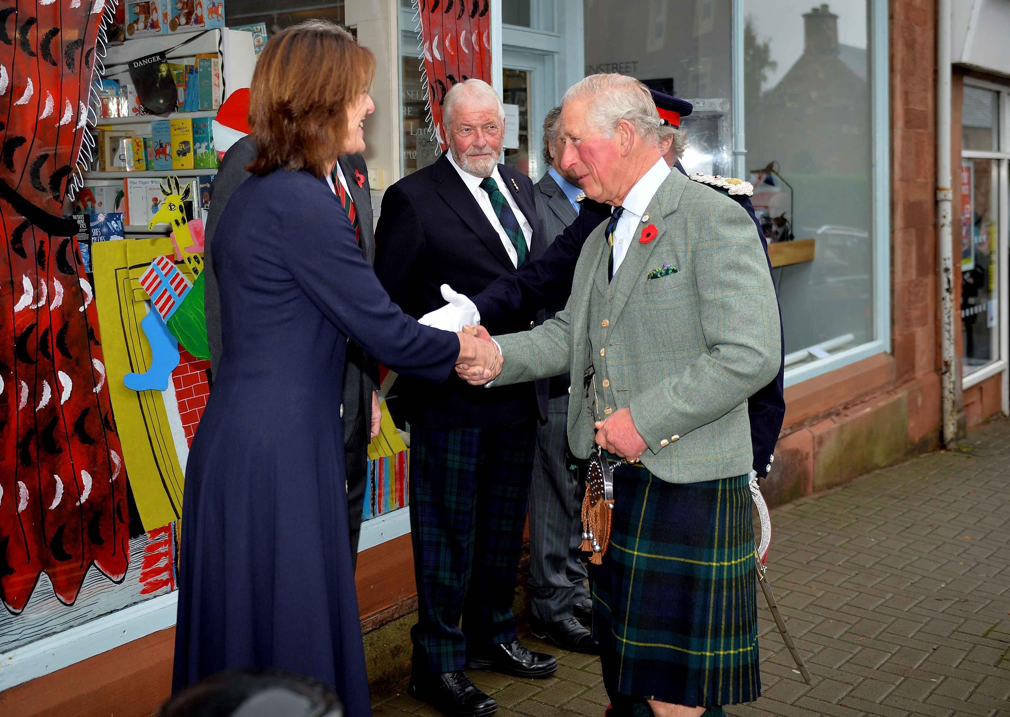 Vice Lord Lieutenant Philippa Lee welcomes the Duke to St Boswells.