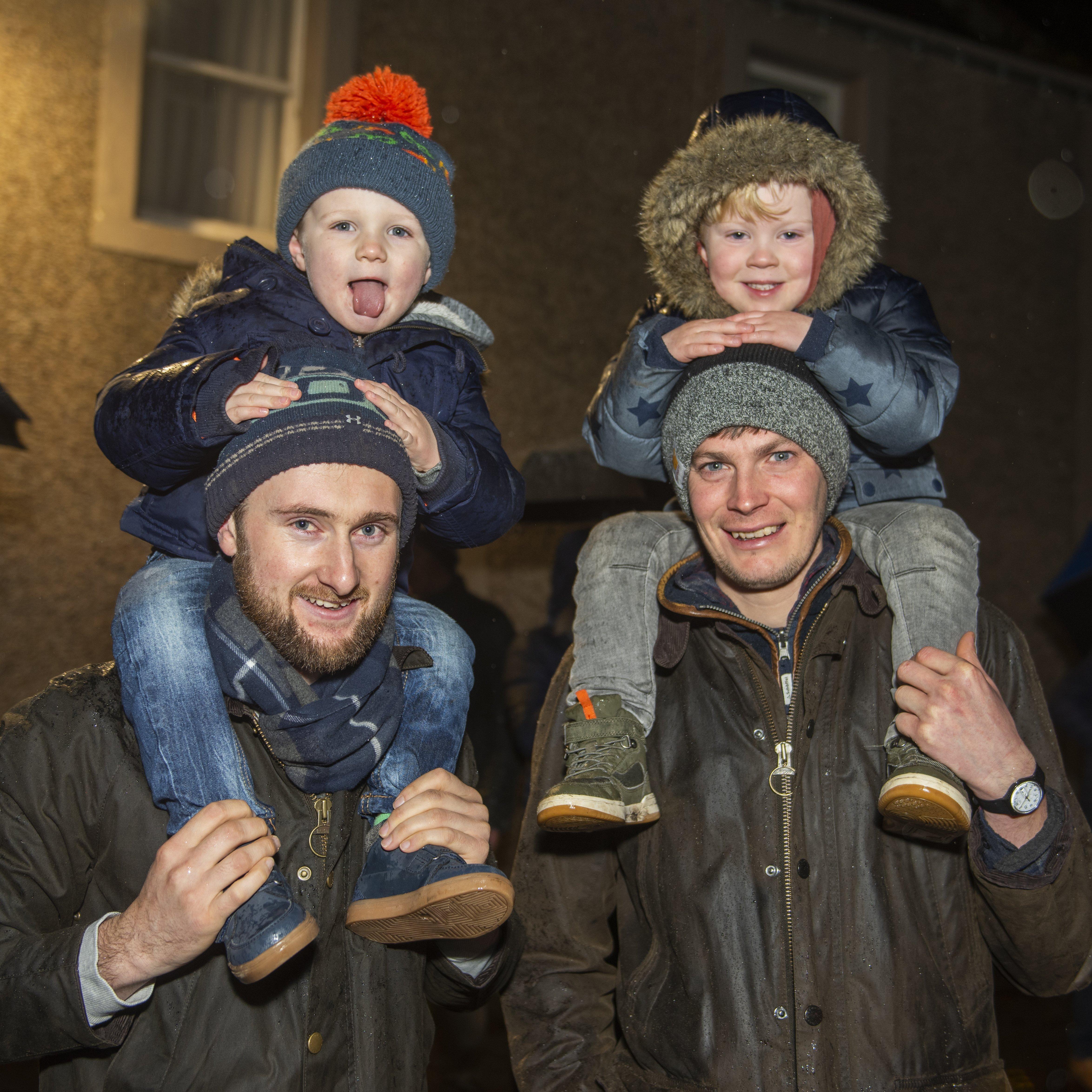 Craig Connell and son Angus and Fraser Middlemiss with son Toby at Lauder's festive lights switch-on.
