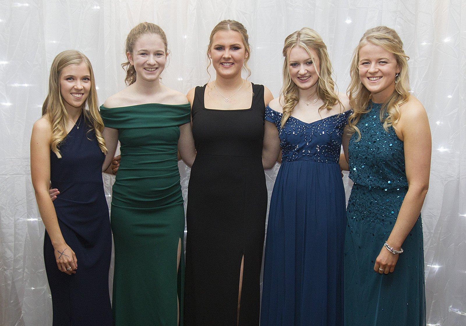 Grace Forster, Lindsey Pate, Abbie Forster, Ella Forster and Joanna Forster at a young farmers' ball held in Kelso on Friday.