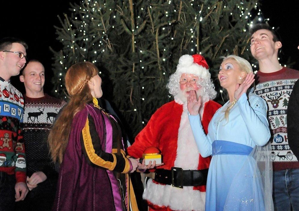 Santa switches on Selkirk's Christmas lights.