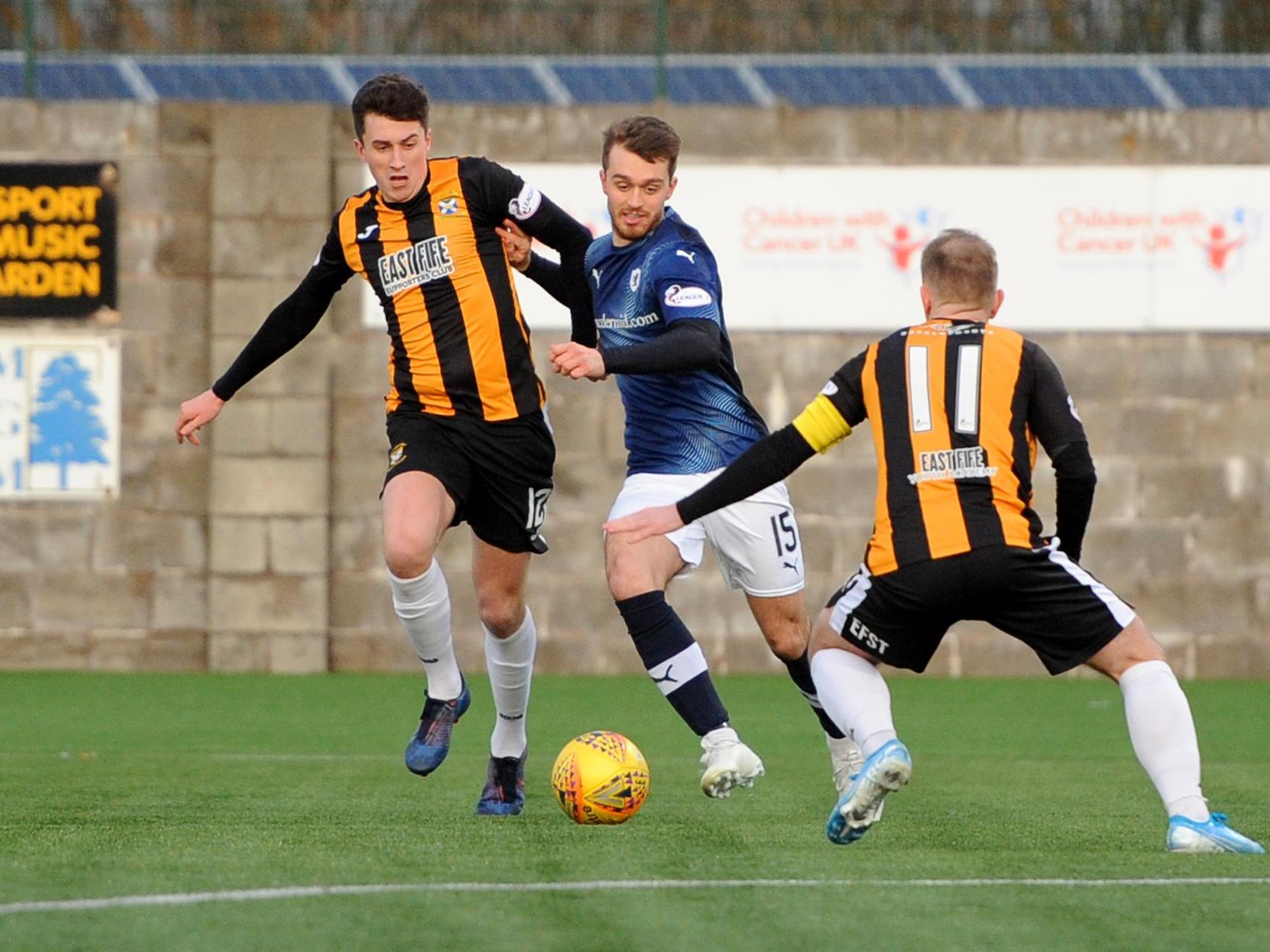 Brad Spencer in first half action for Raith Rovers.