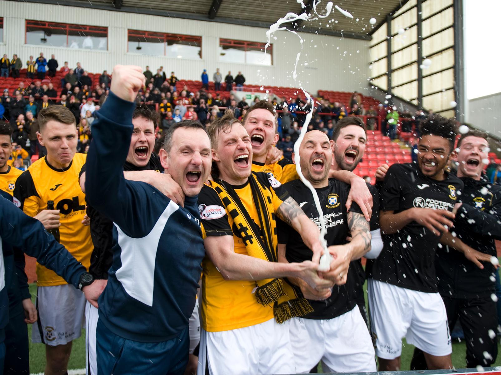 In 2016 East Fife were confirmed as Scottish League Two champions after a 0-0 draw at Clyde.