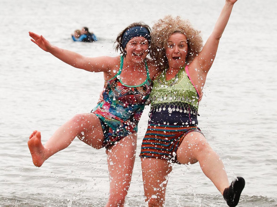 Dookers Eve and Kirsteen at Portobello Loon Dook. Pic: Scott Louden